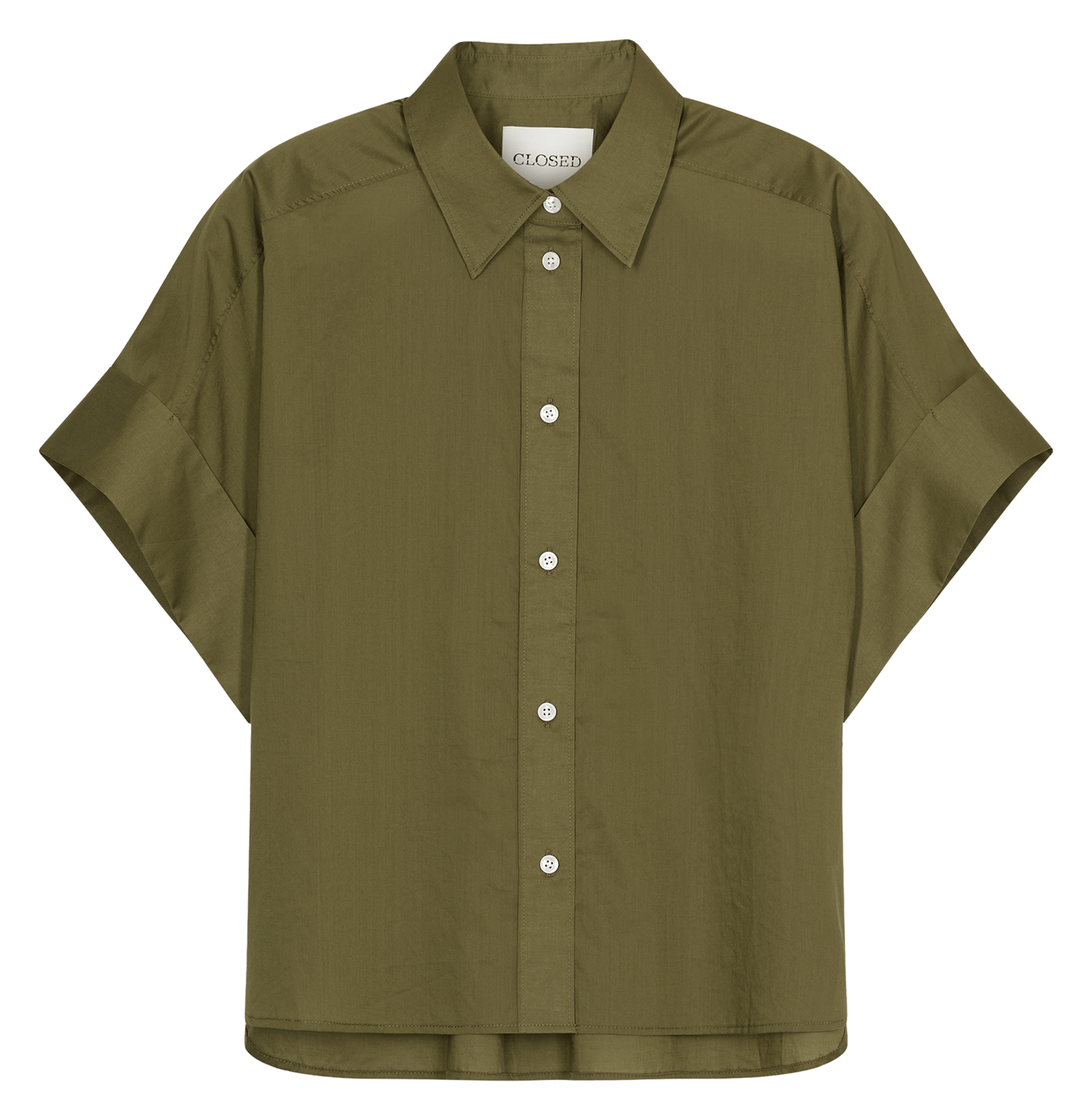 Oversized cotton shirt with classic collar CLOSED Green