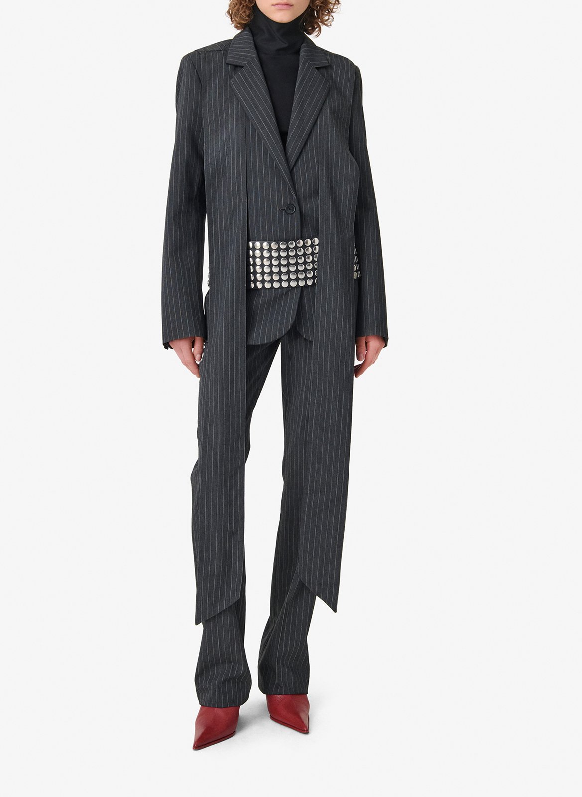 Veste tailleur oversize en laine mélangée rayée IRO Gris