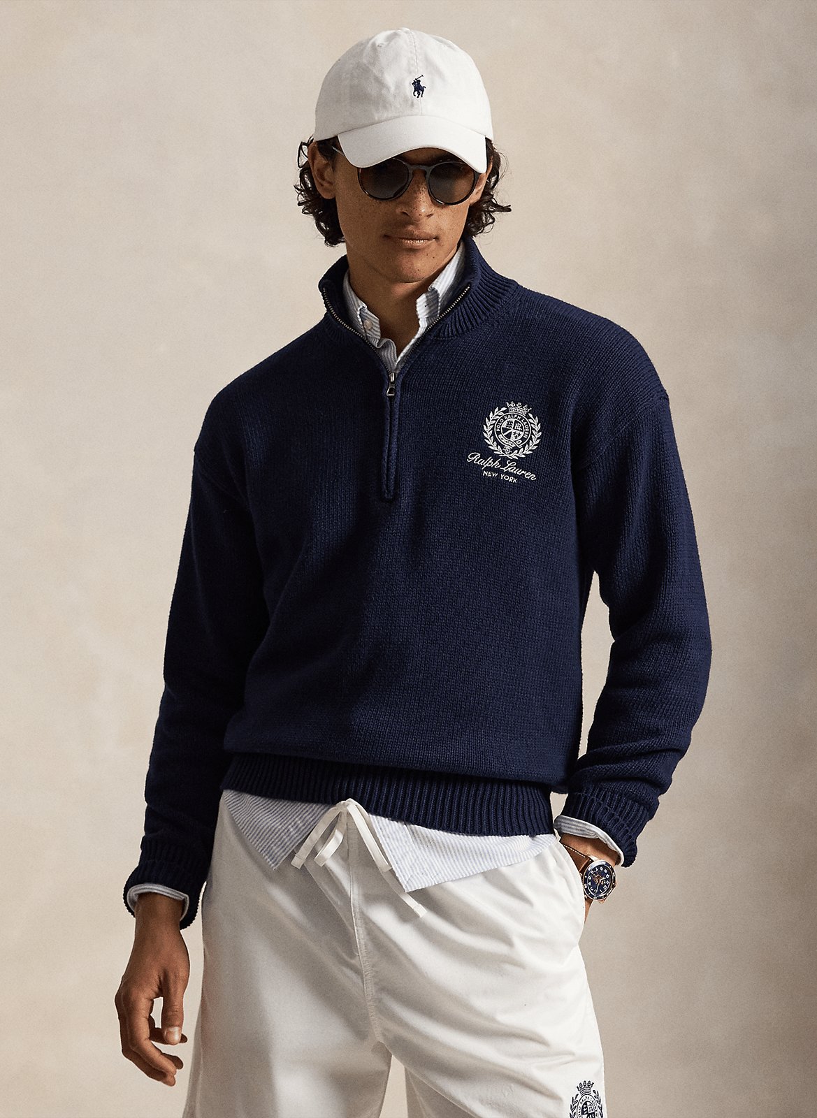 Pullover mit Stehkragen und Reißverschluss in Uni-Farbe POLO RALPH LAUREN Blau