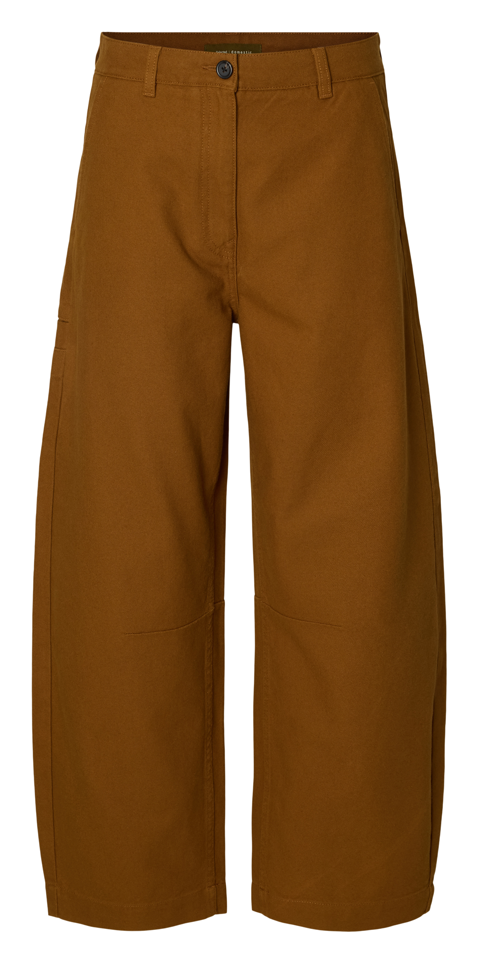 Wide-leg trousers in cotton and linen SELECTED Brown