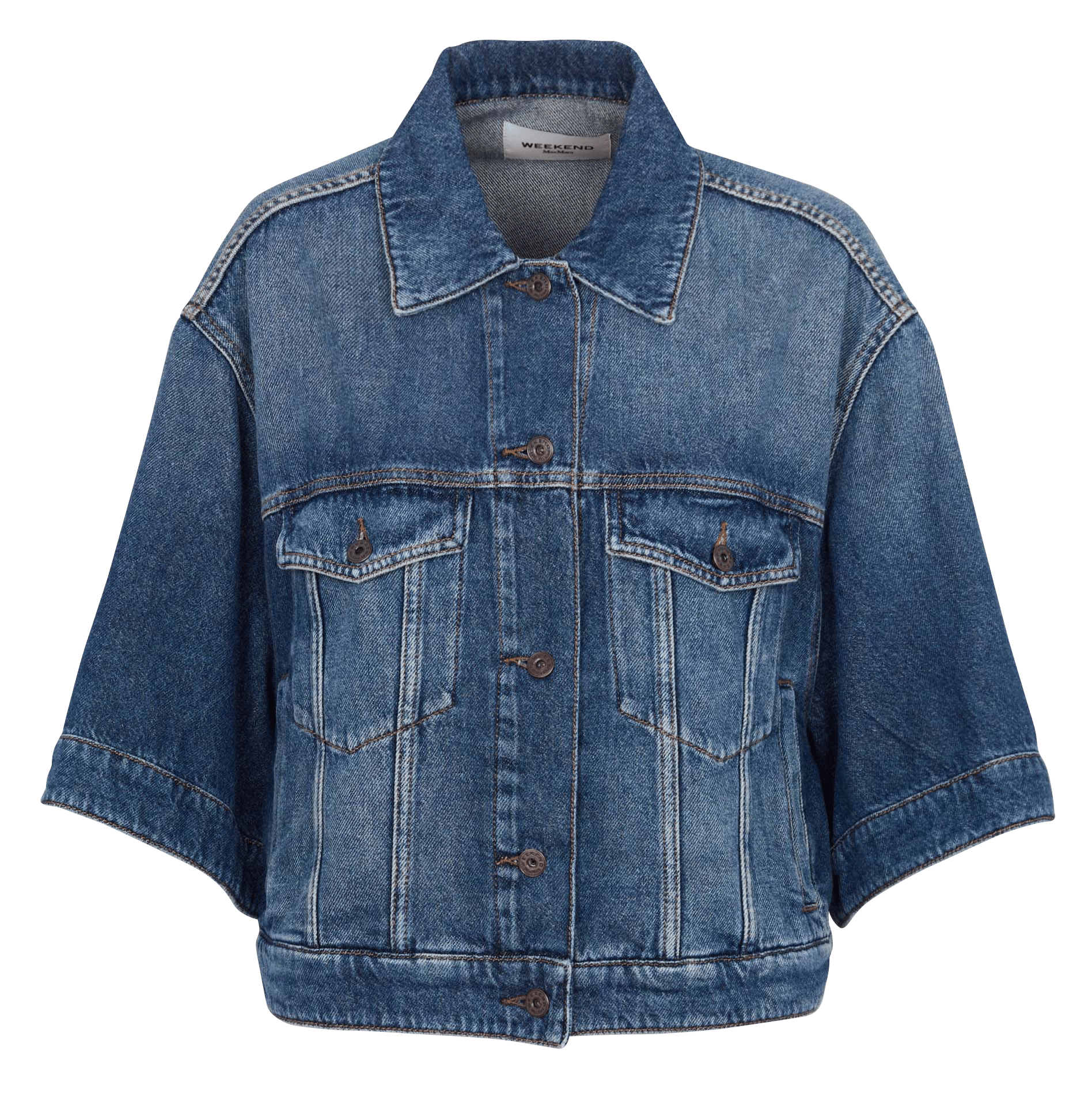 Straight denim jacket with short sleeves MAX MARA WEEK END Blue