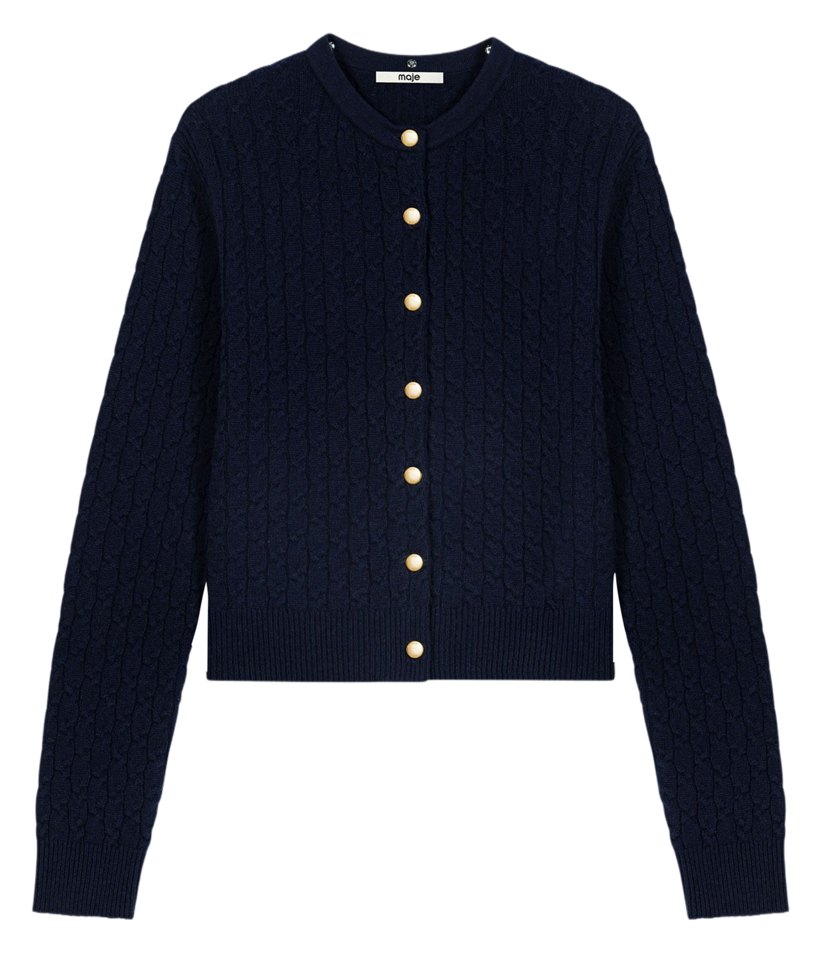Cardigan col claudine en laine mélangée MAJE Bleu