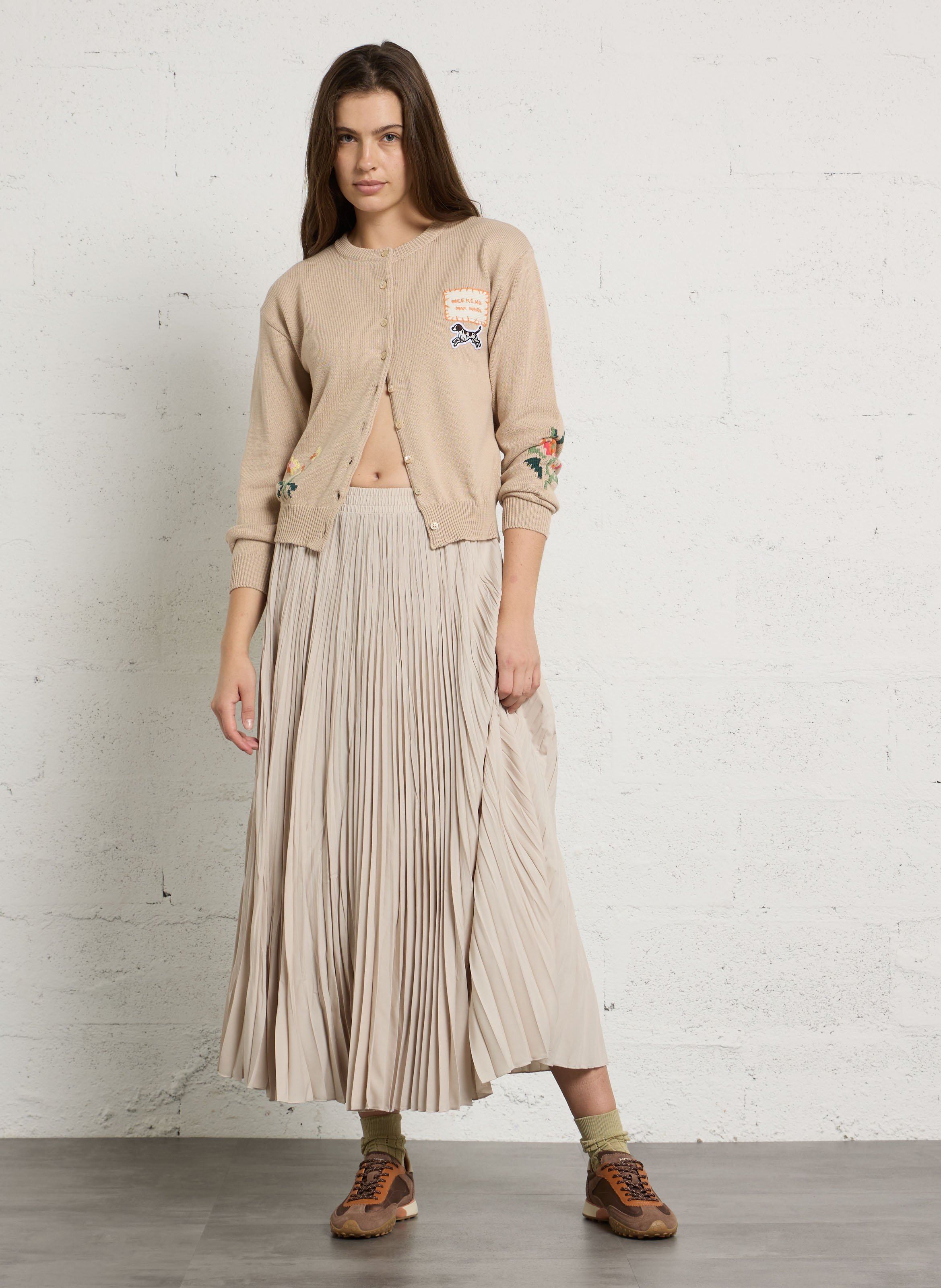 Striped cardigan with fancy embroideries MAX MARA WEEK END Beige