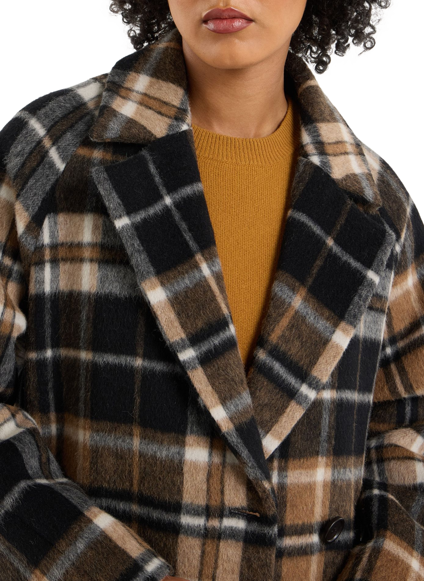 Straight long coat with check pattern SAISON 1865 Multicolored