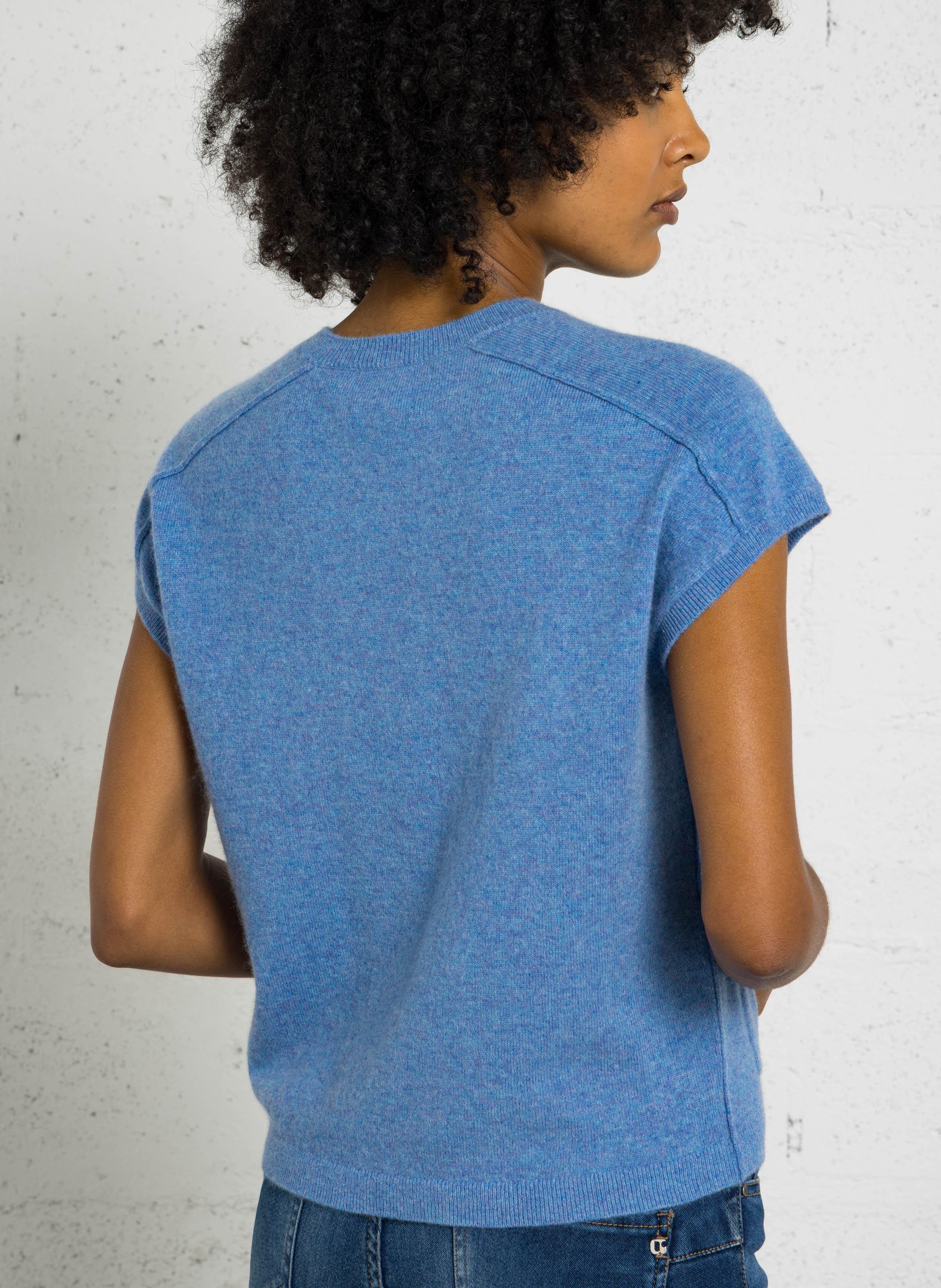 Gilet col rond en cachemire MAISON 123 Prune