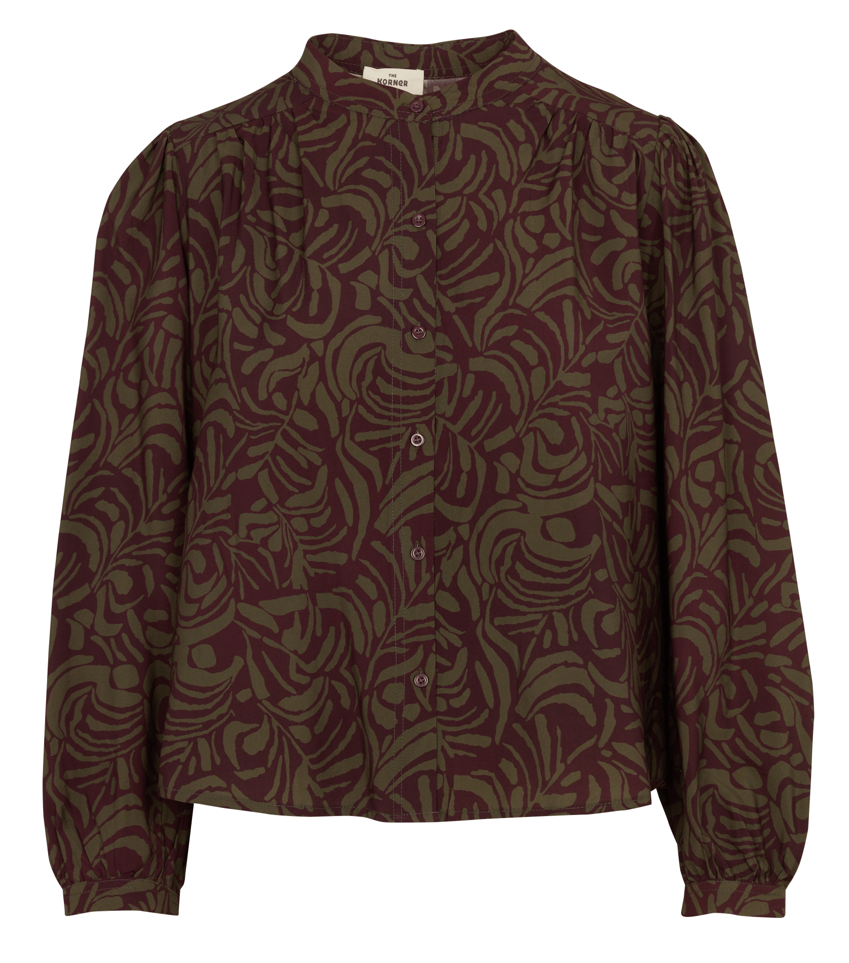 Ruimvallende blouse met print THE KORNER Paars