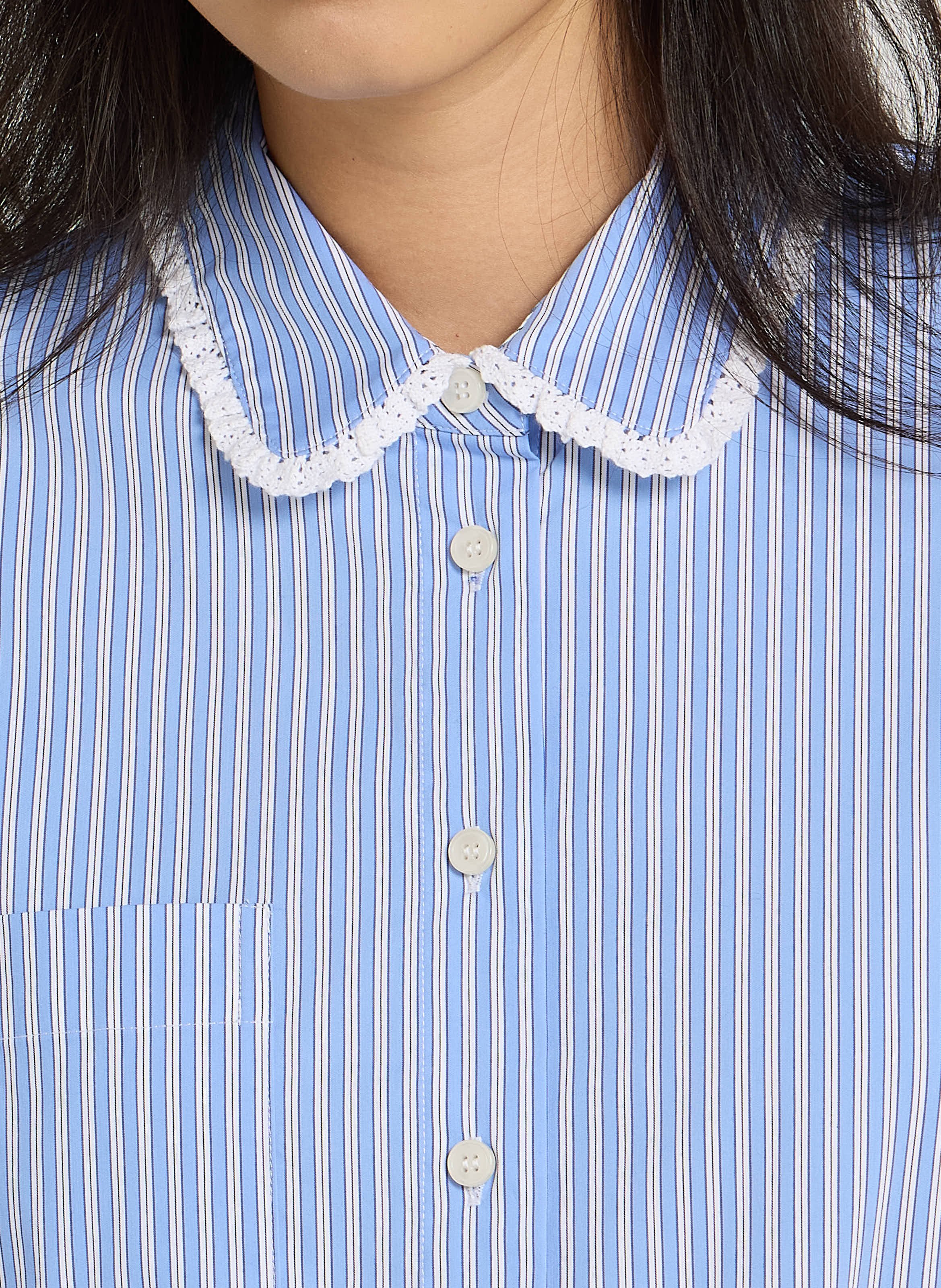 Chemise rayée en popeline de coton DES PETITS HAUTS Bleu