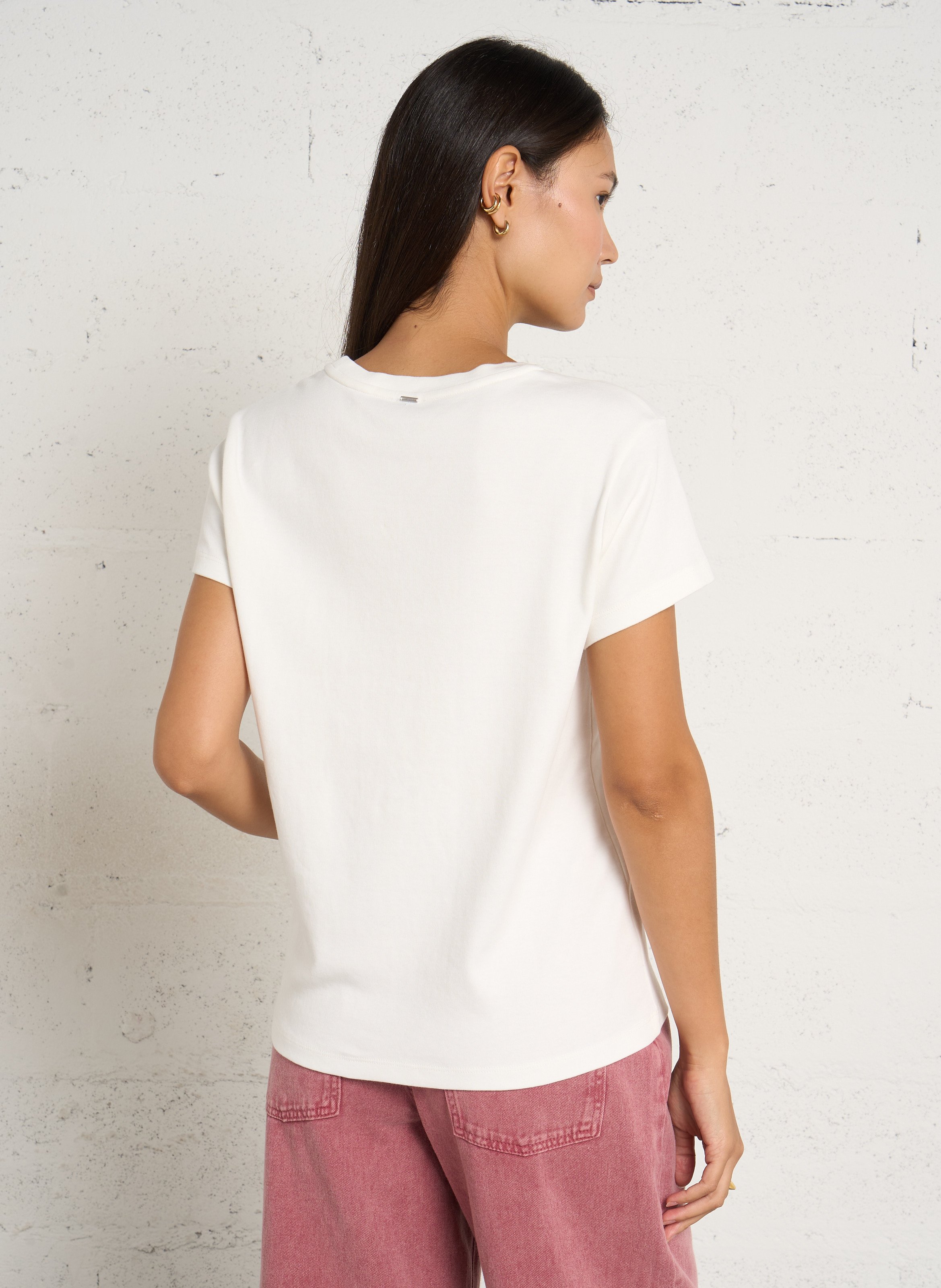 Oversized cotton screen-printed T-shirt IKKS White
