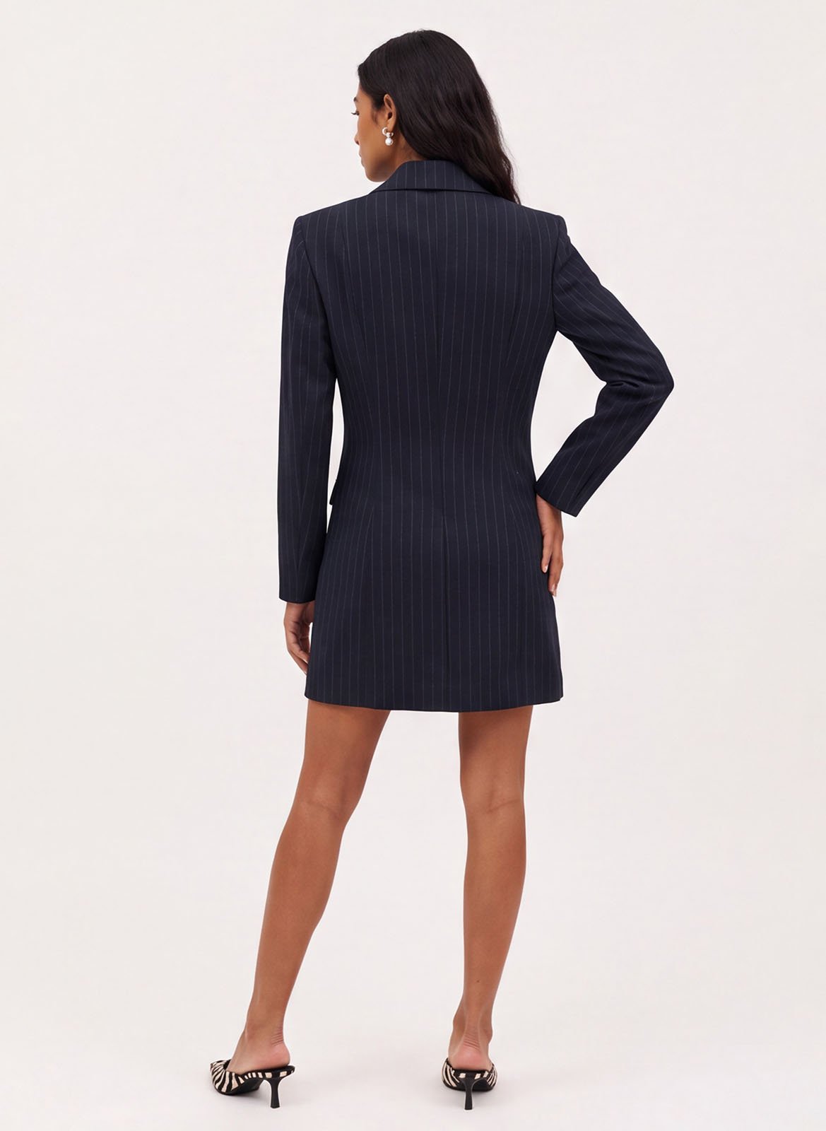 Tailliertes gestreiftes Blazerkleid KOOKAI Blau