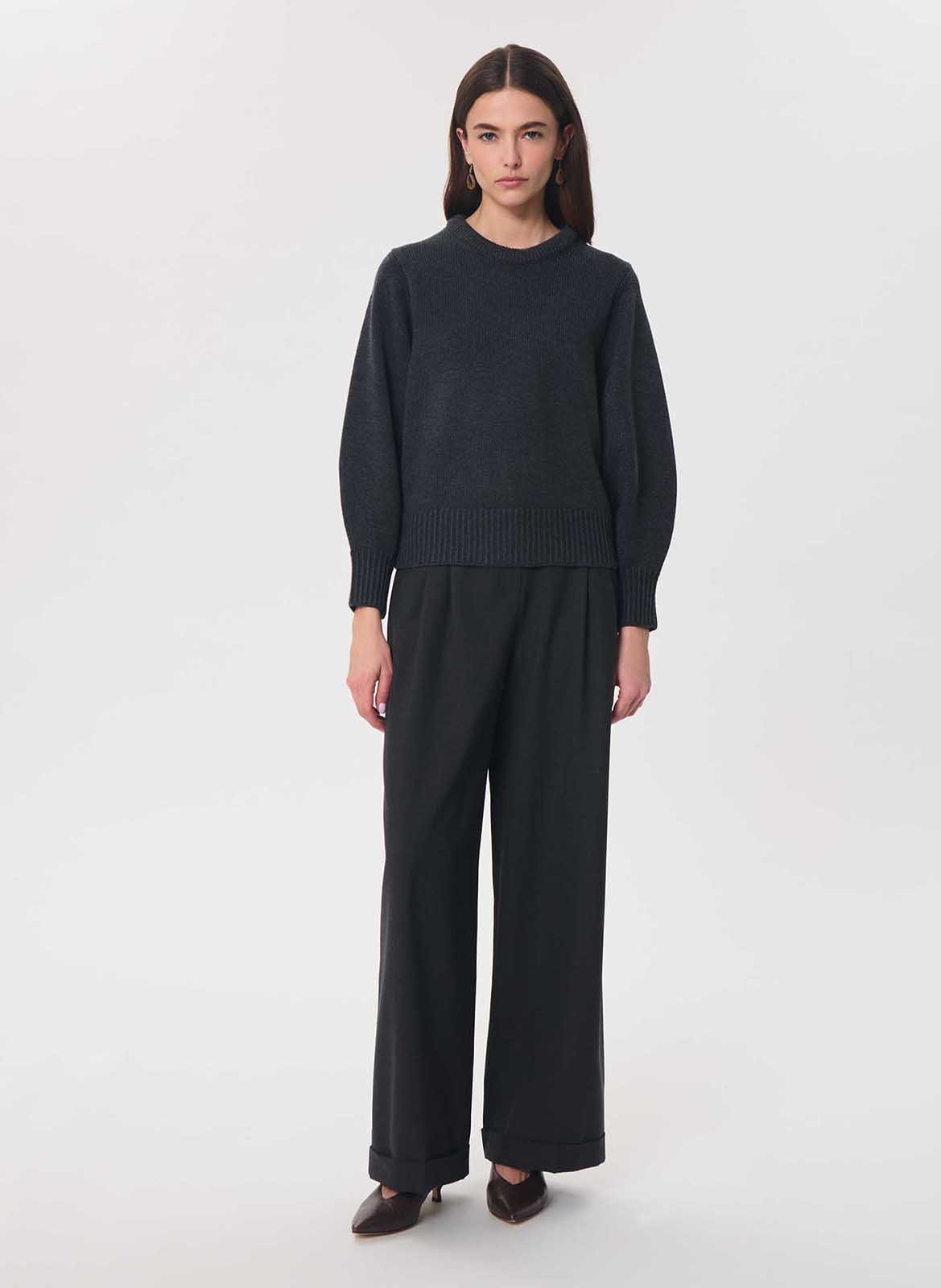Pull oversize col rond TARA JARMON Gris