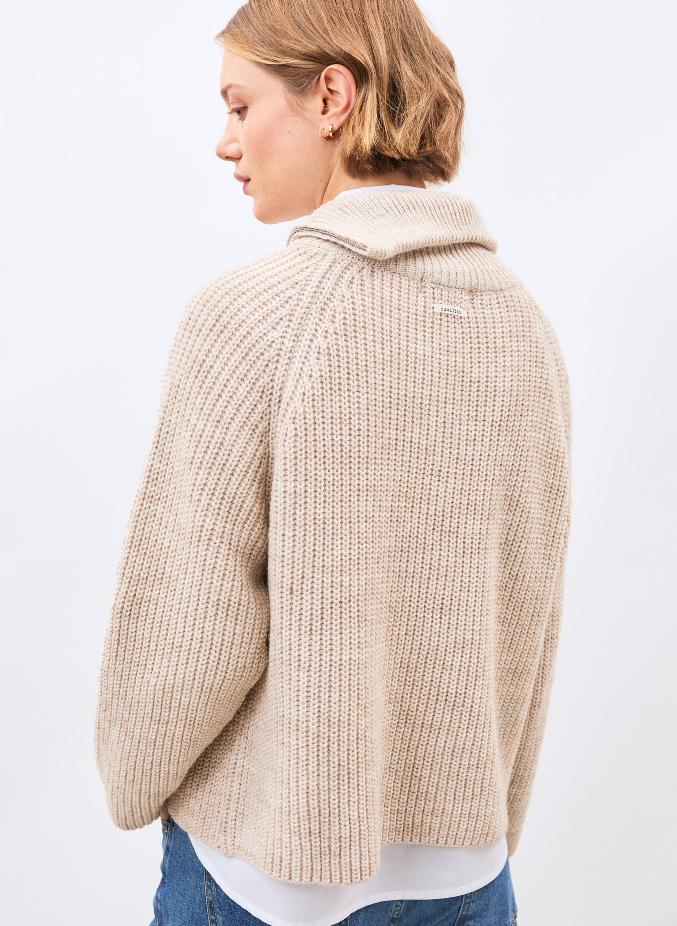 Pull ample col montant  HUMILITY Blanc