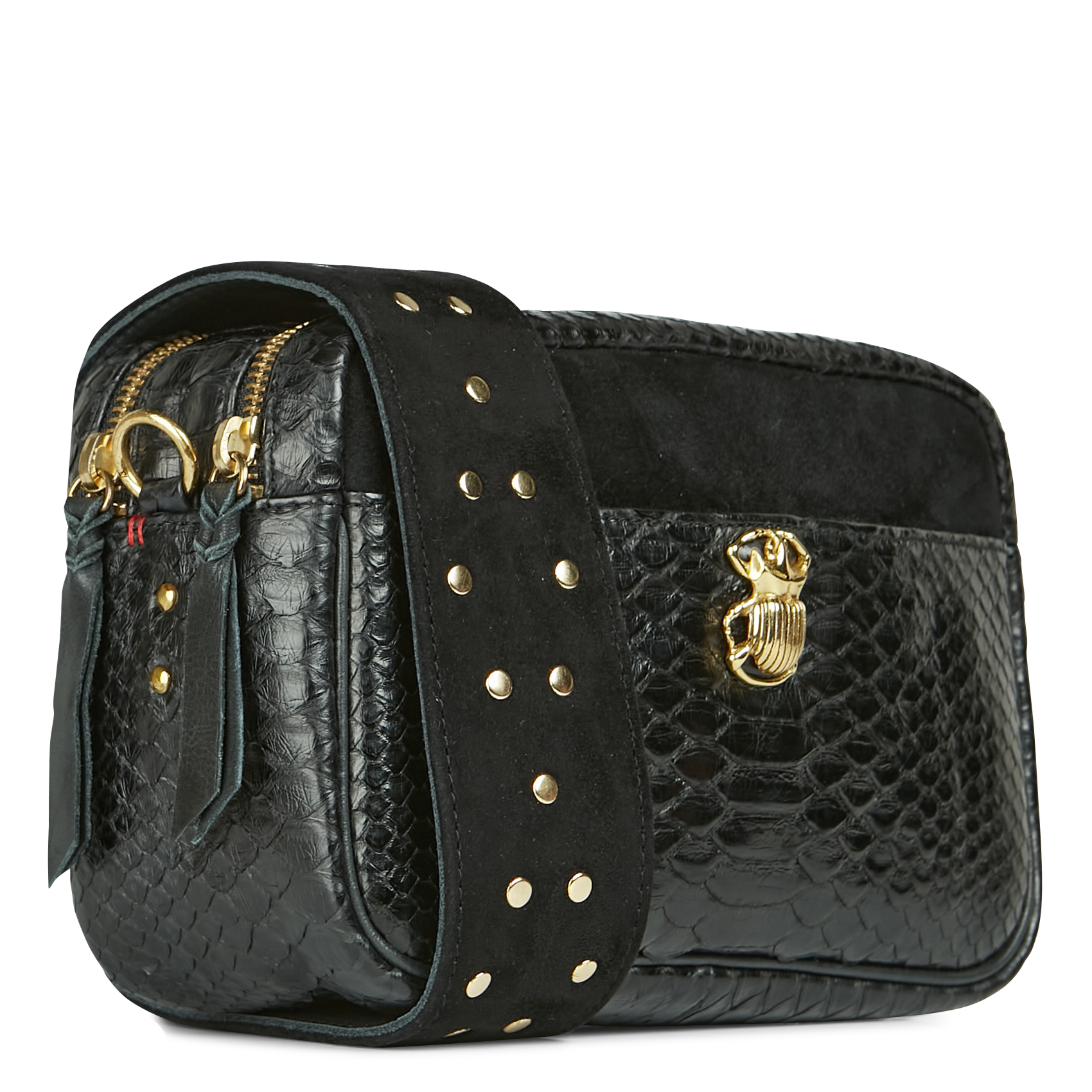 Sac bandoulière en python CLARIS VIROT Noir