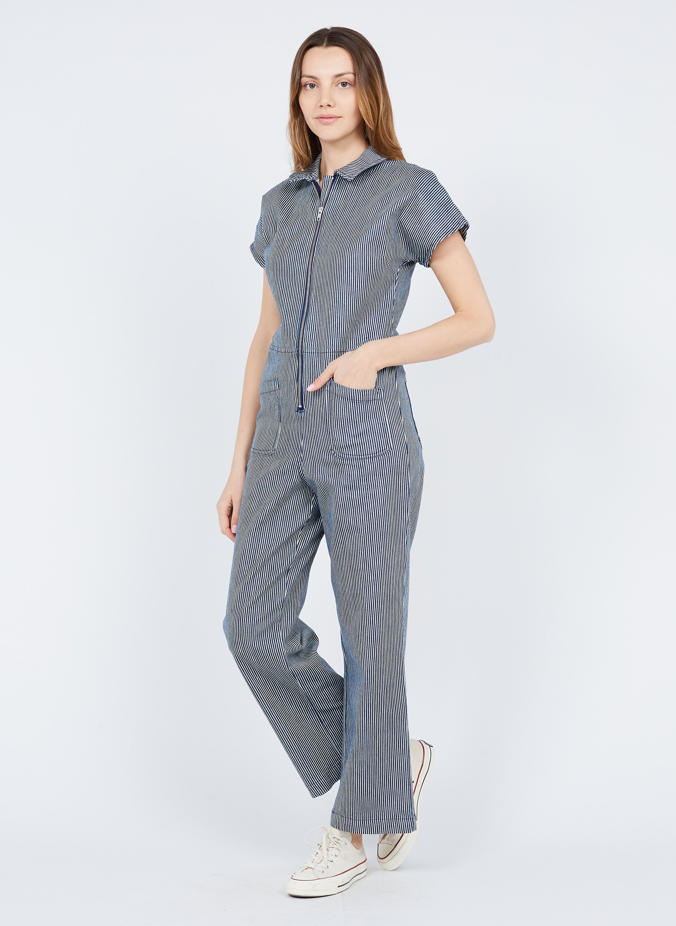 Striped cotton jumpsuit sales womens