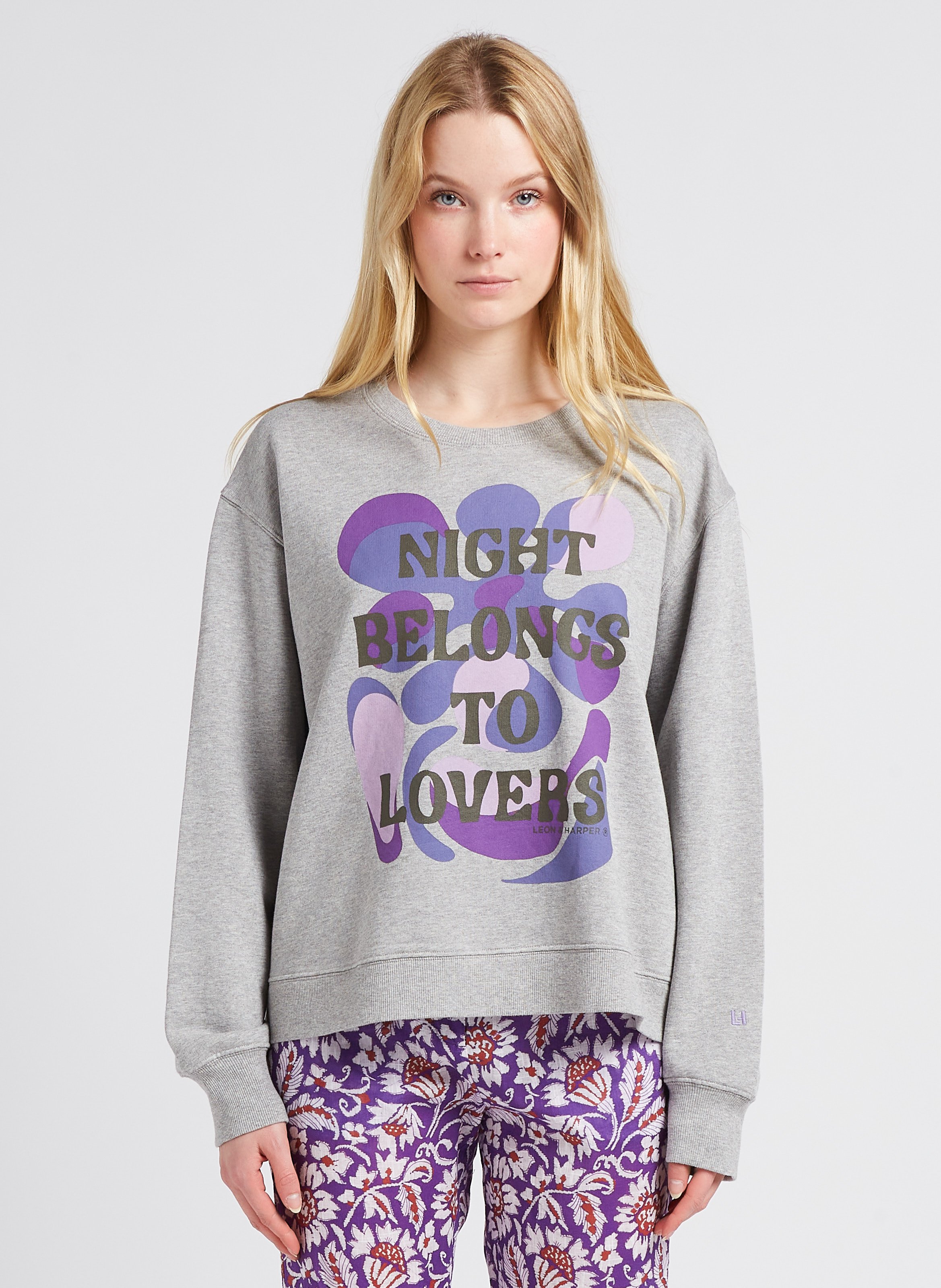 Round-neck Organic Cotton-blend Sweater With Screen Print Grey Leon u0026  Harper - Women | Place des Tendances