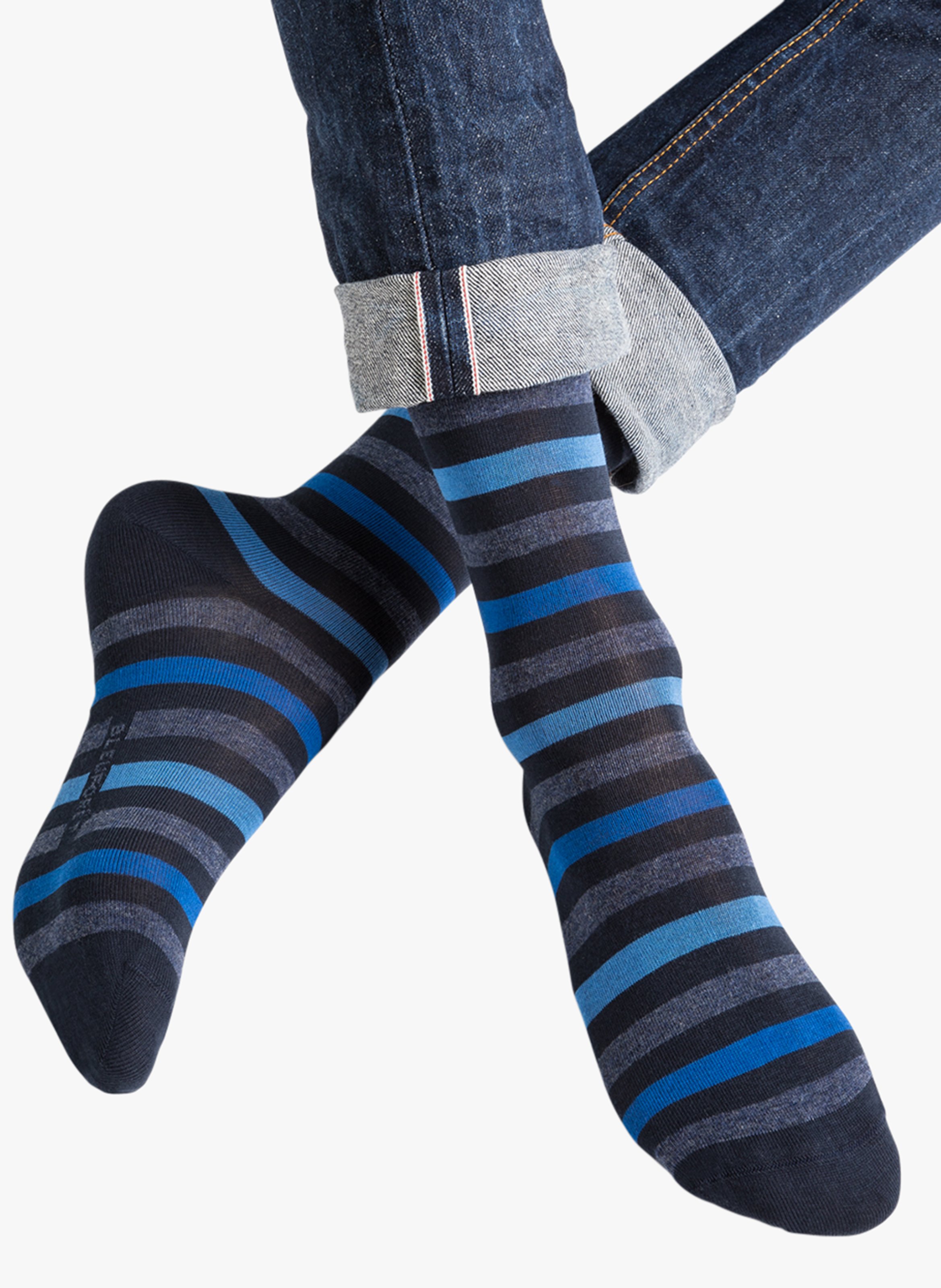 Striped cotton-blend socks BLEUFORET Blue