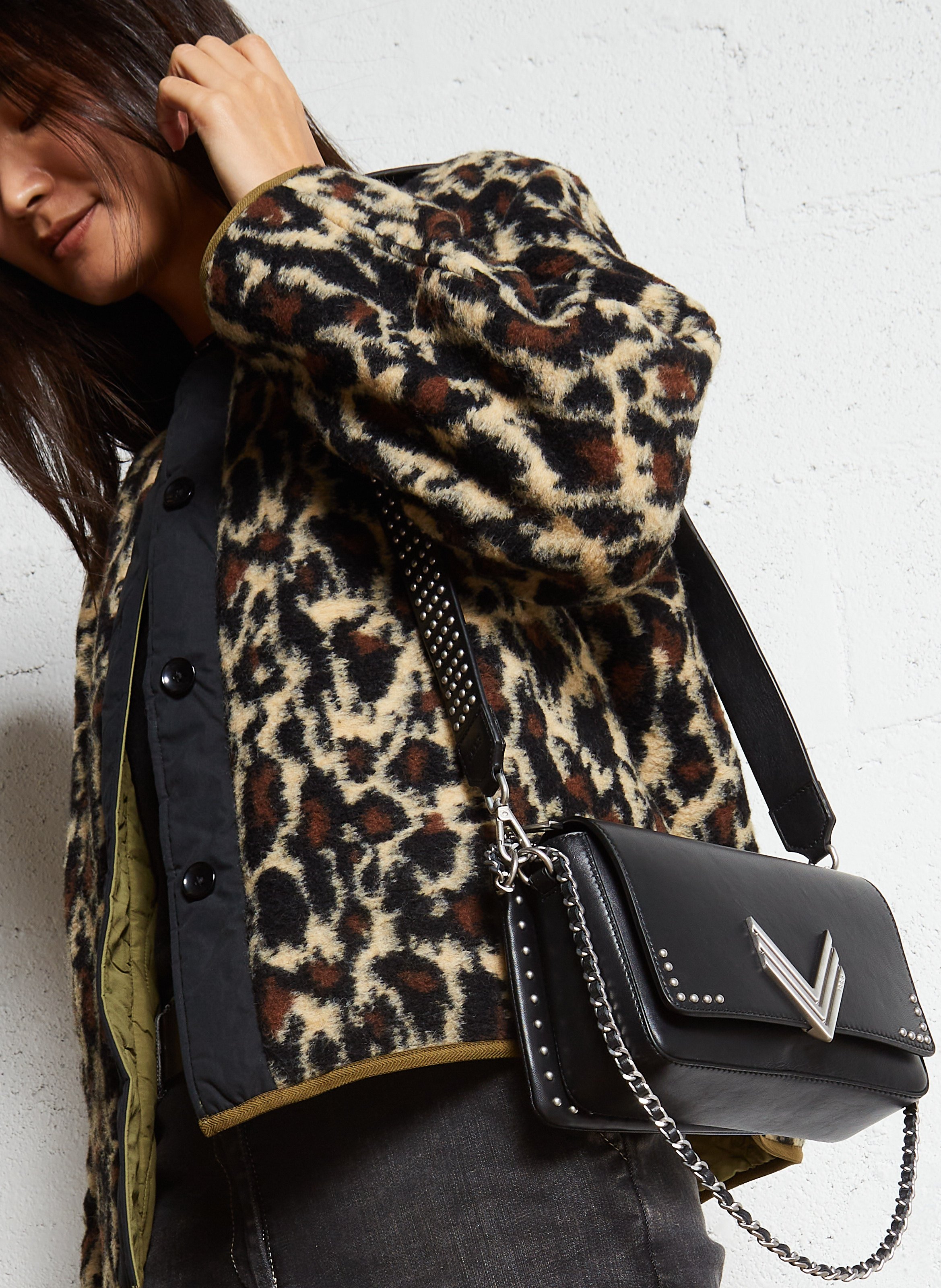 Dori leather shoulder bag IKKS Black