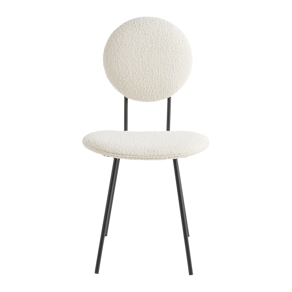 Chaise colette en bouclette et métal BLANC D'IVOIRE Beige