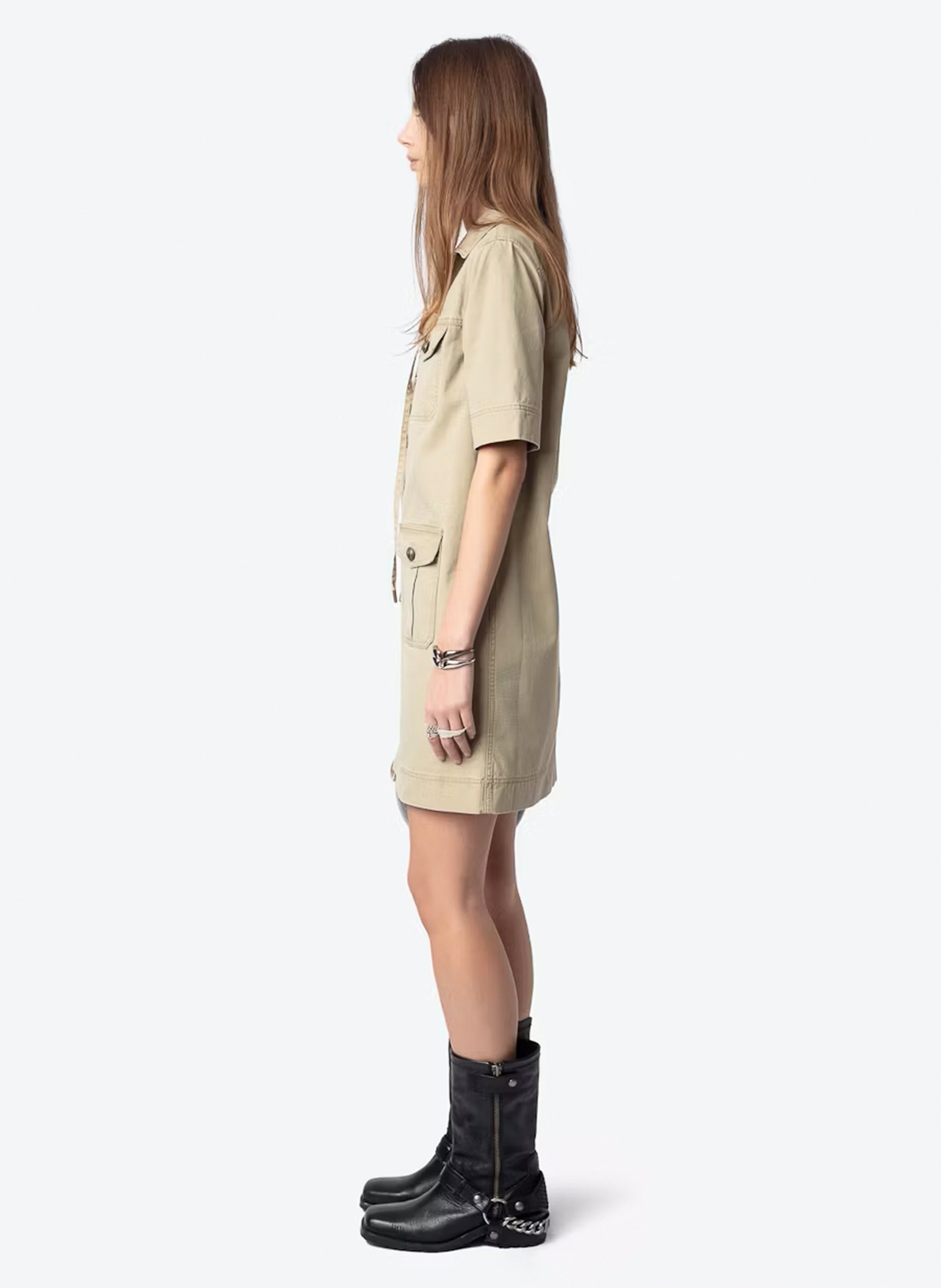 Buideltas van getextureerd leer met veters ZADIG&VOLTAIRE Beige