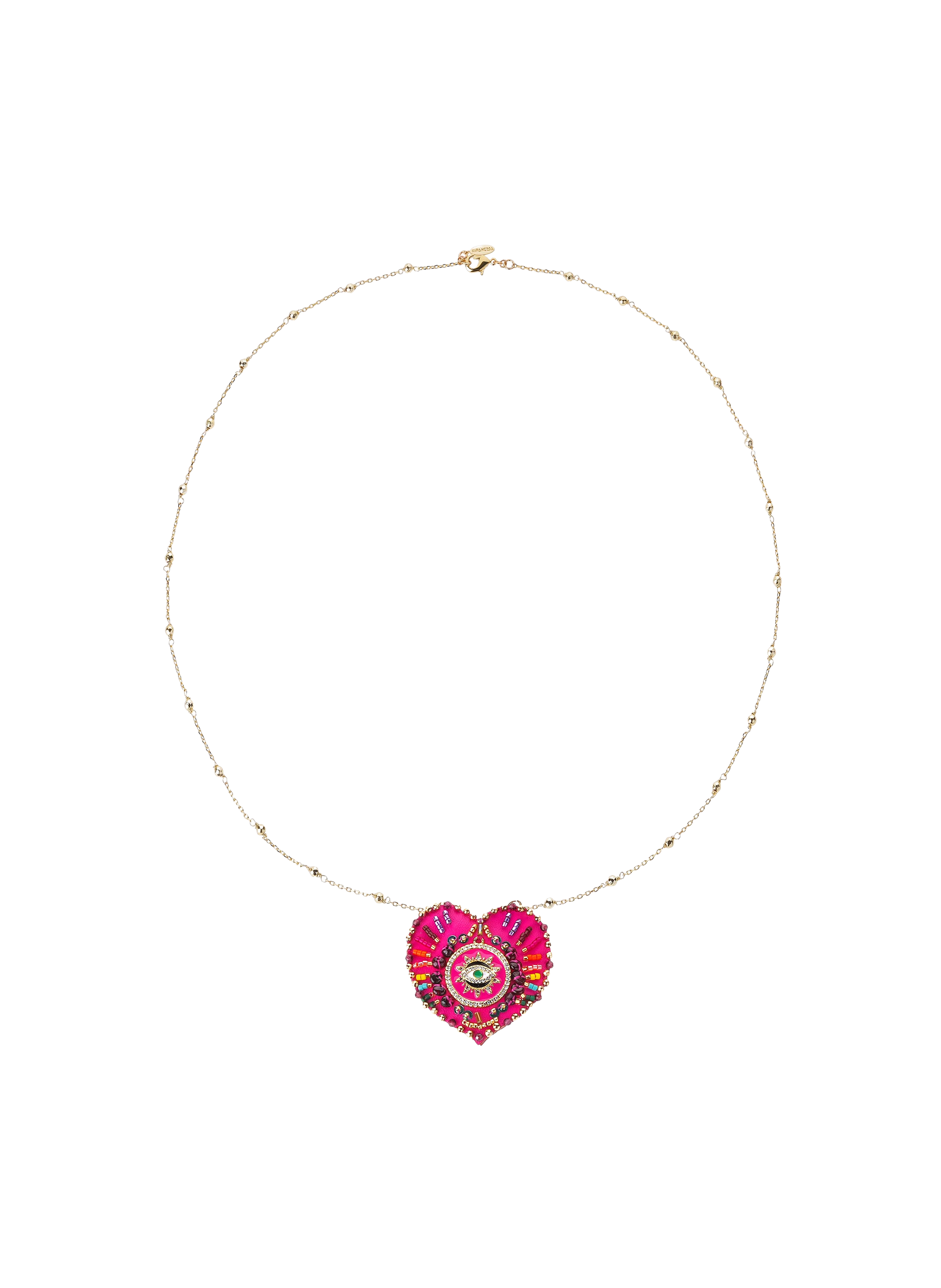Chain necklace with central charm with pearls HIPANEMA Pink