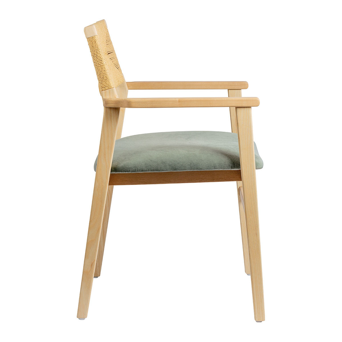 Chaise paloma en corde de papier et velours - vert de gris BLANC D'IVOIRE Vert