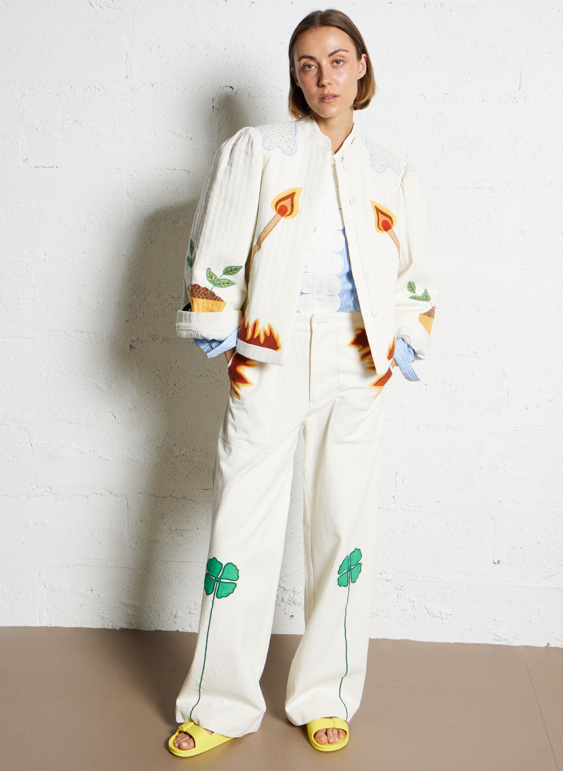 Baumwolljacke mit Rundhalsausschnitt STELLA NOVA Beige