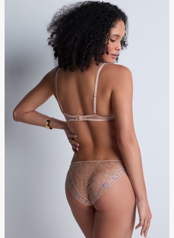 A Fleur De Toi scarf-style plunge bra | Beige by AUBADE A Fleur De Toi scarf-style plunge bra Beige