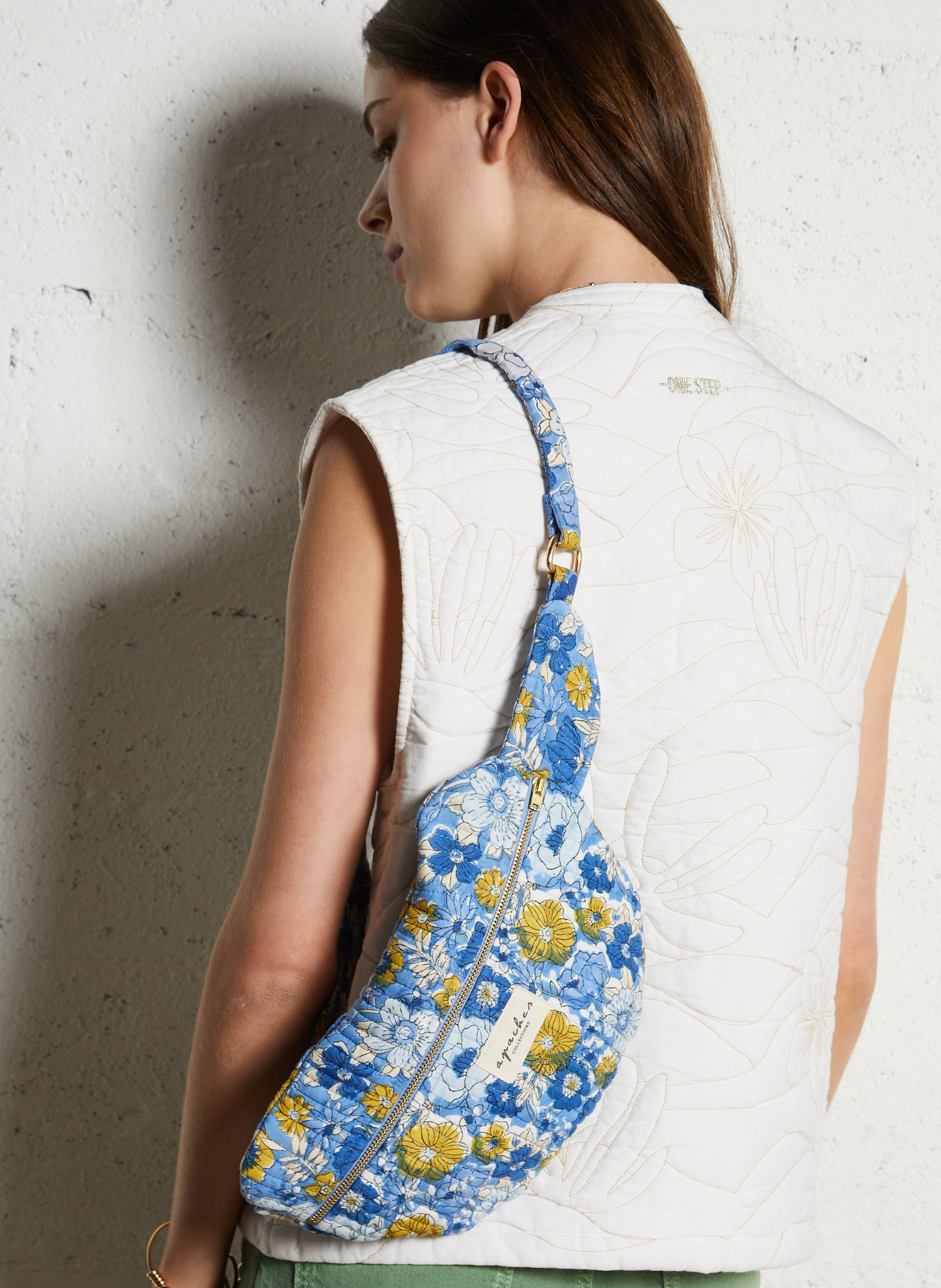 Sac banane en coton imprimé Bleu