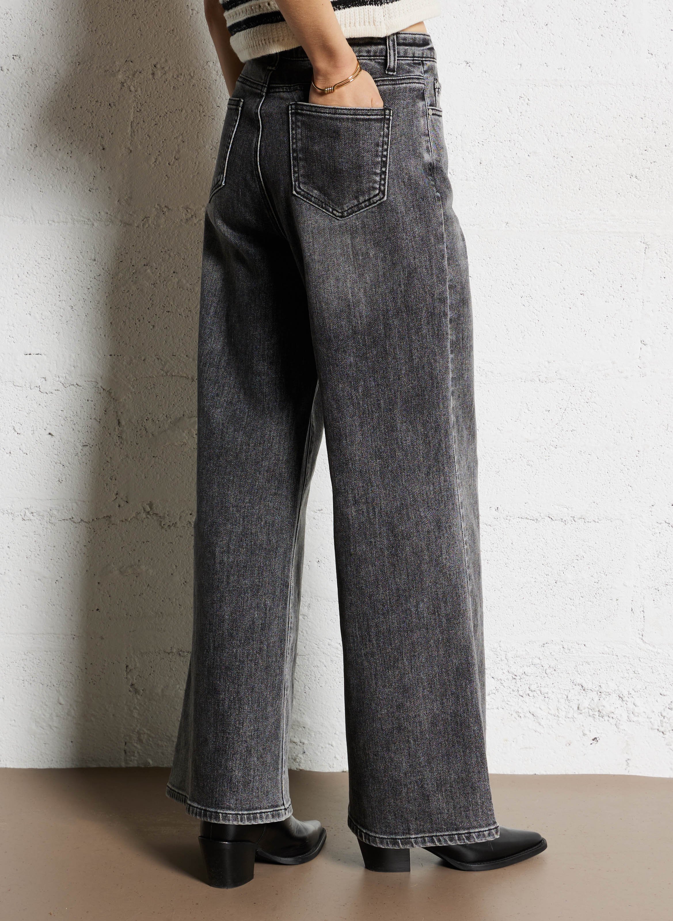 Jean taille haute large  SUNCOO Noir