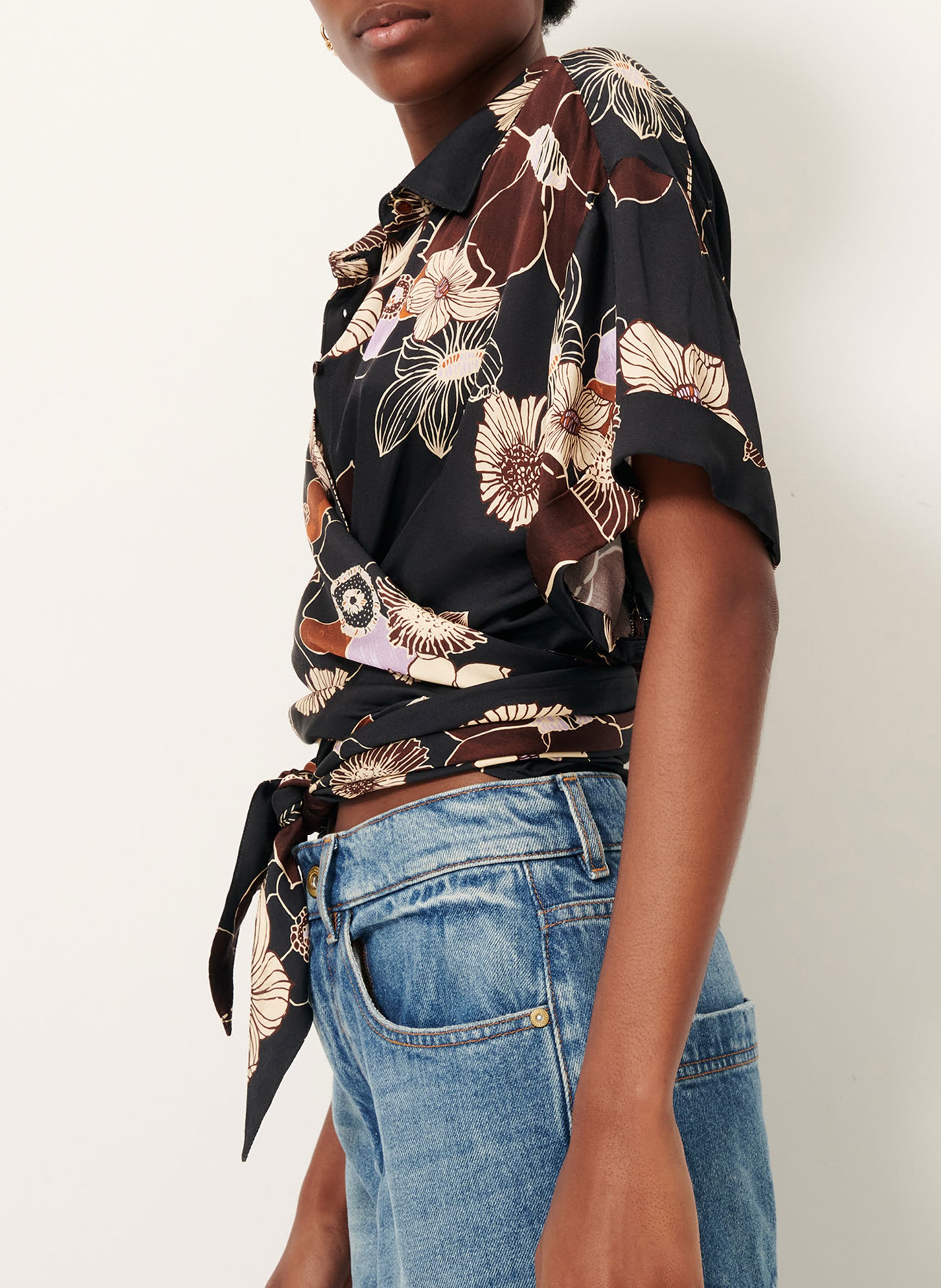 Short-sleeved printed organic cotton shirt SESSUN Multicolored