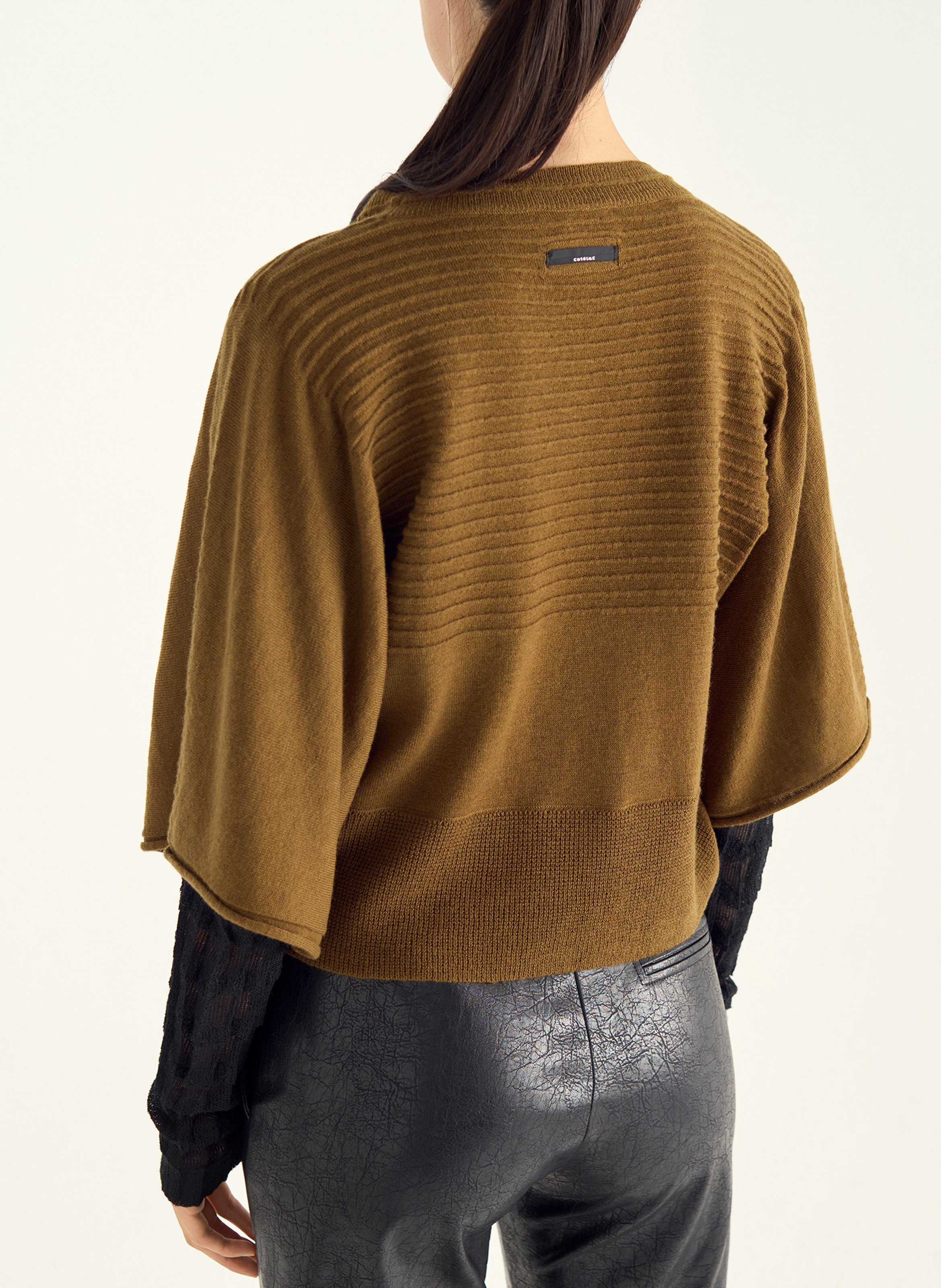 Pull droit col ronden laine COTELAC Vert