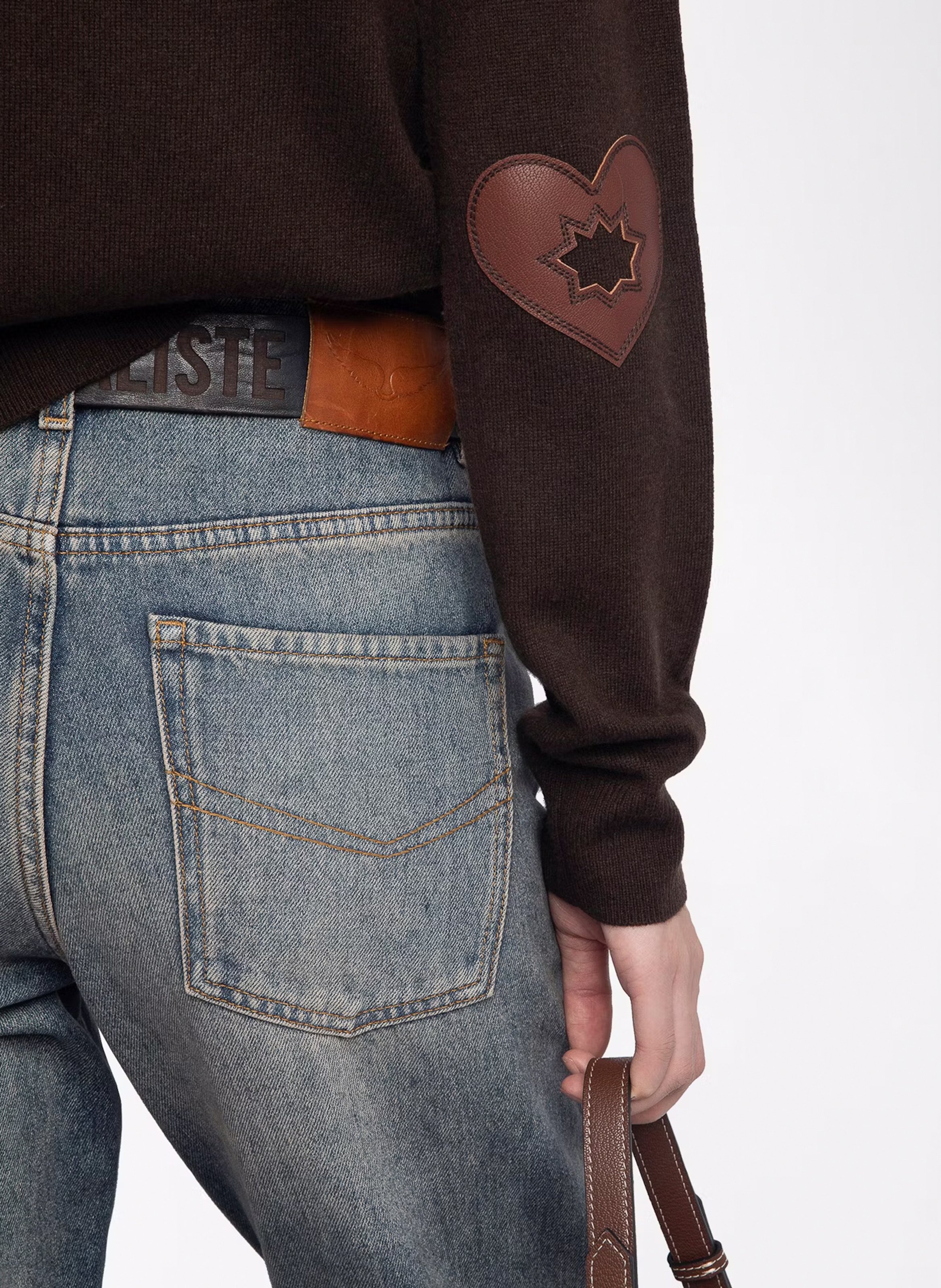 Maglione girocollo con toppe in cachemire ZADIG&VOLTAIRE Marrone