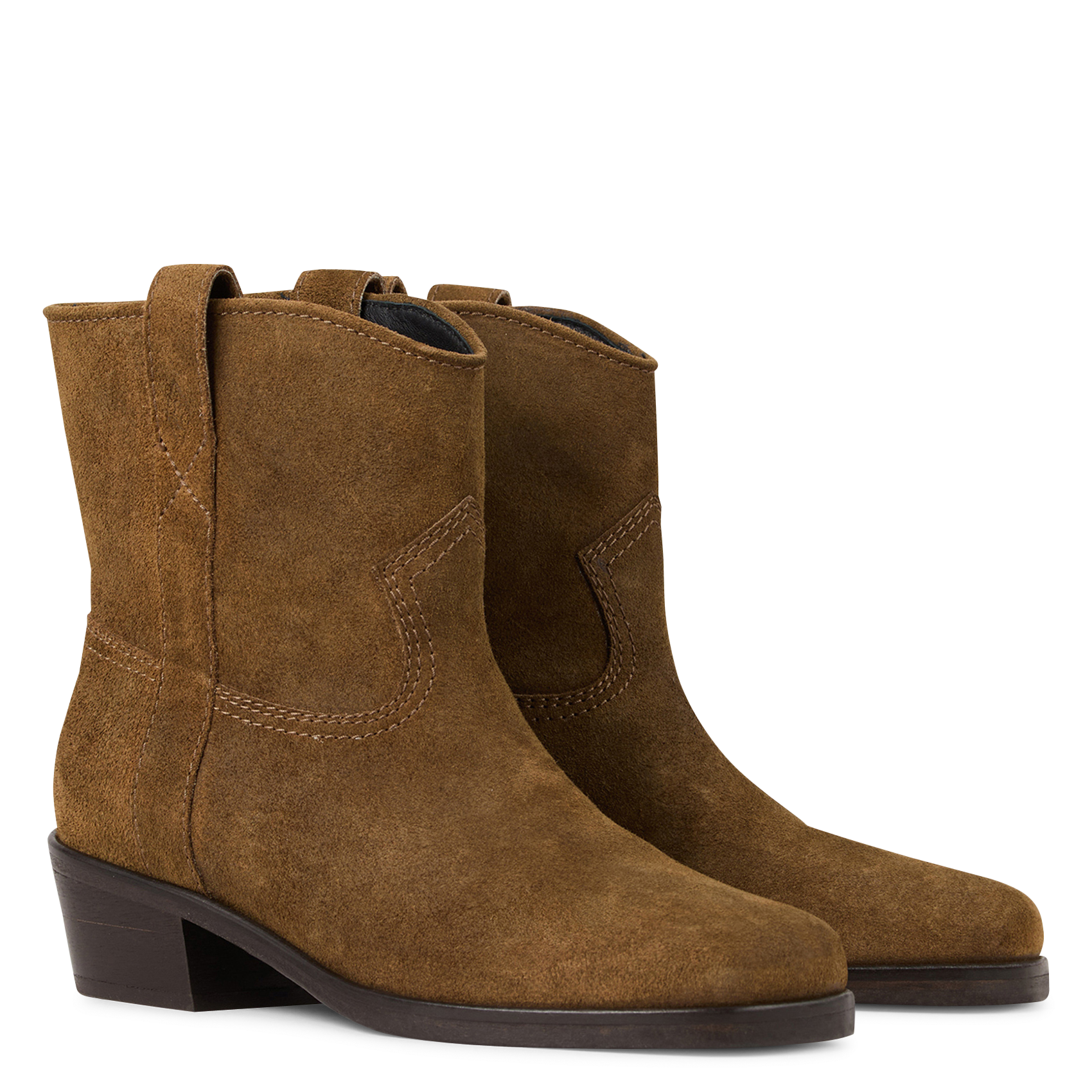 Bottines western en cuir suédé BA&SH Marron