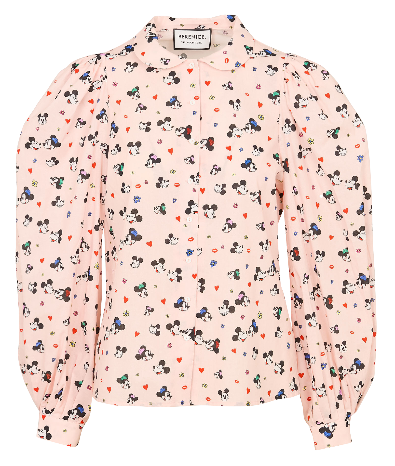 Gerade geschnittene Baumwollbluse mit Bubikragen BERENICE Rosa