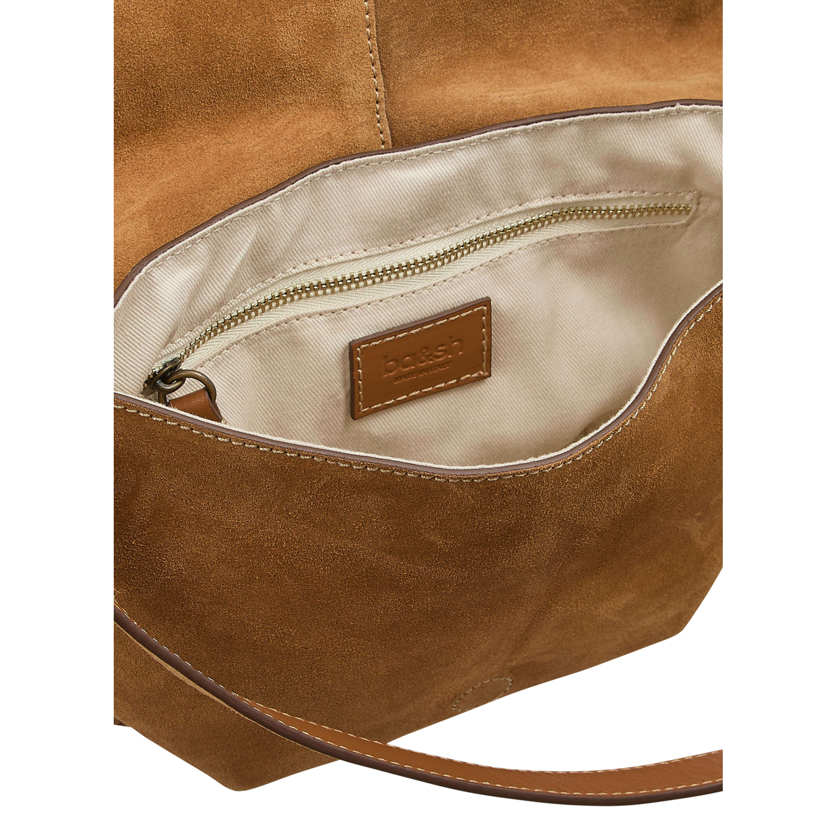 Sac bandoulière demi-lune en cuir BA&SH Marron