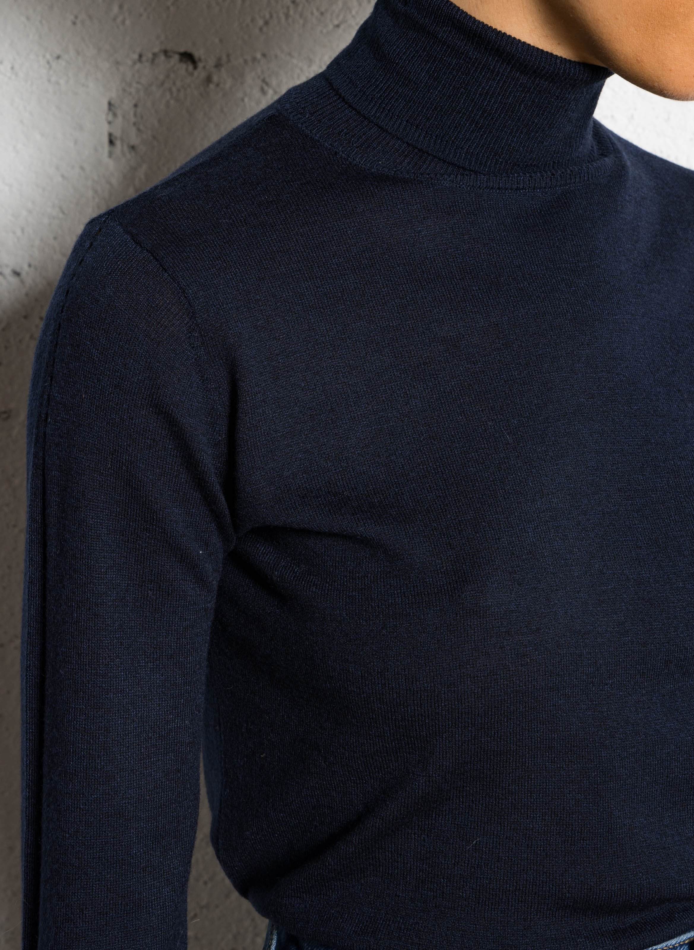 Pull col roulé manches longues uni  LA PETITE ETOILE Bleu