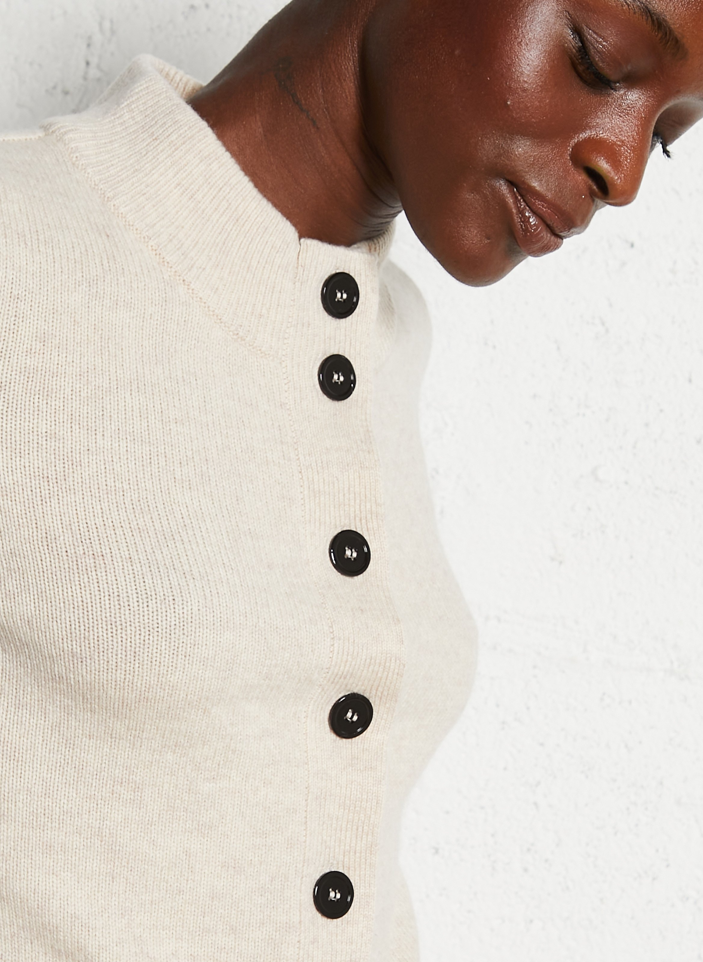 Gilet col rond en laine MAISON 123 Blanc