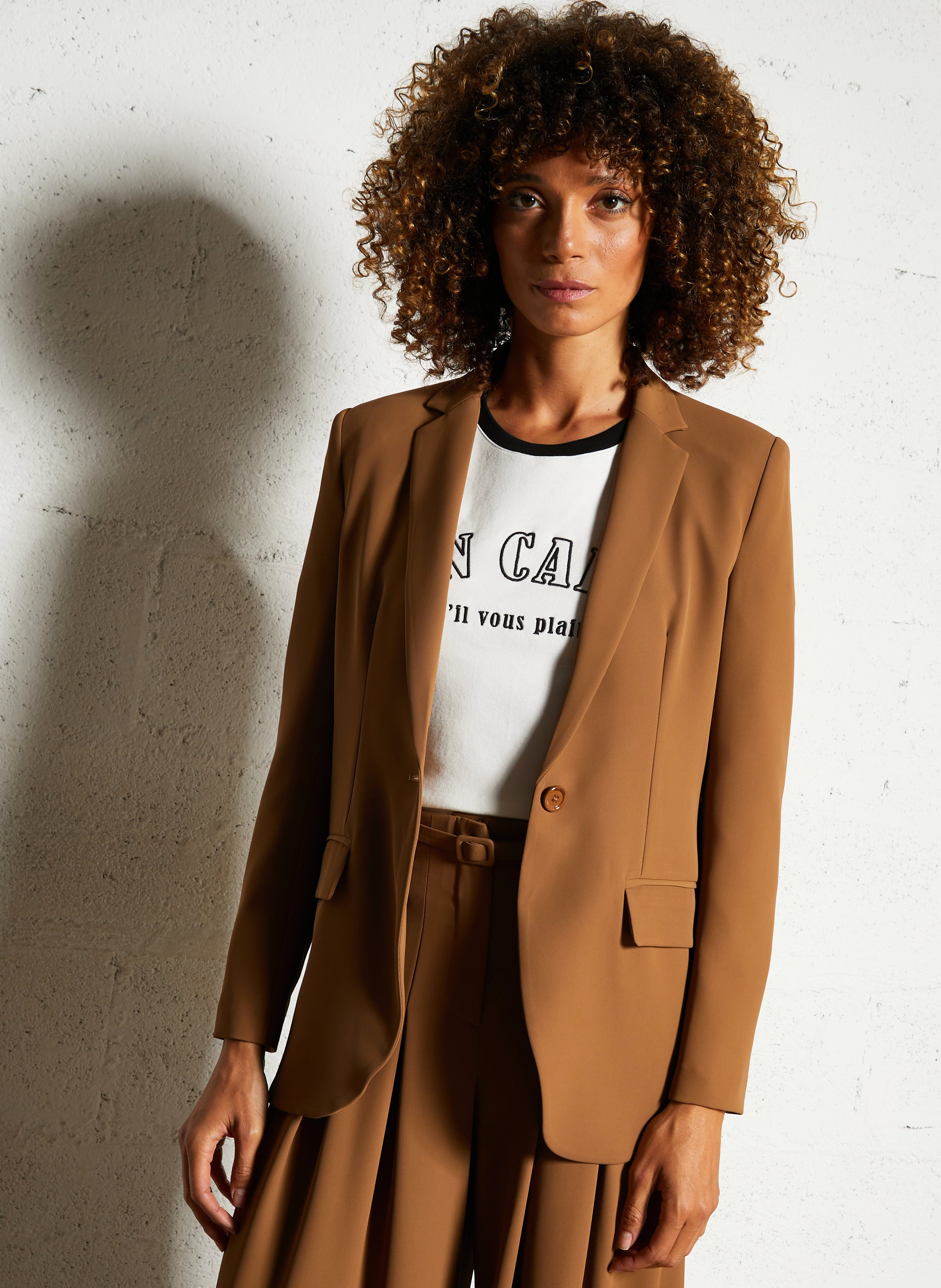 Cotton-blend cardigan with tailored collar IMPERIAL Brown