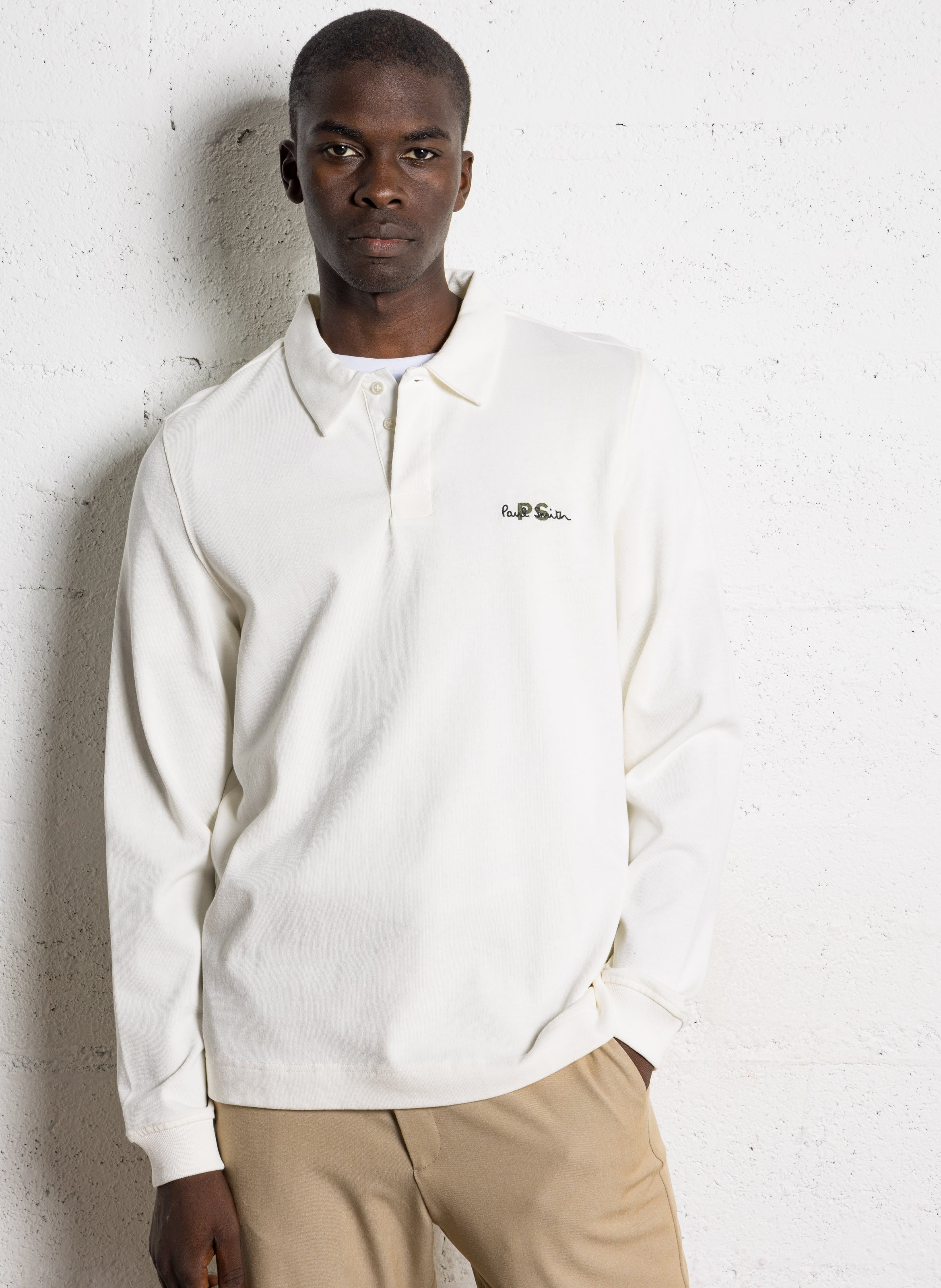Regular long-sleeved polo with chest embroidery PAUL SMITH White