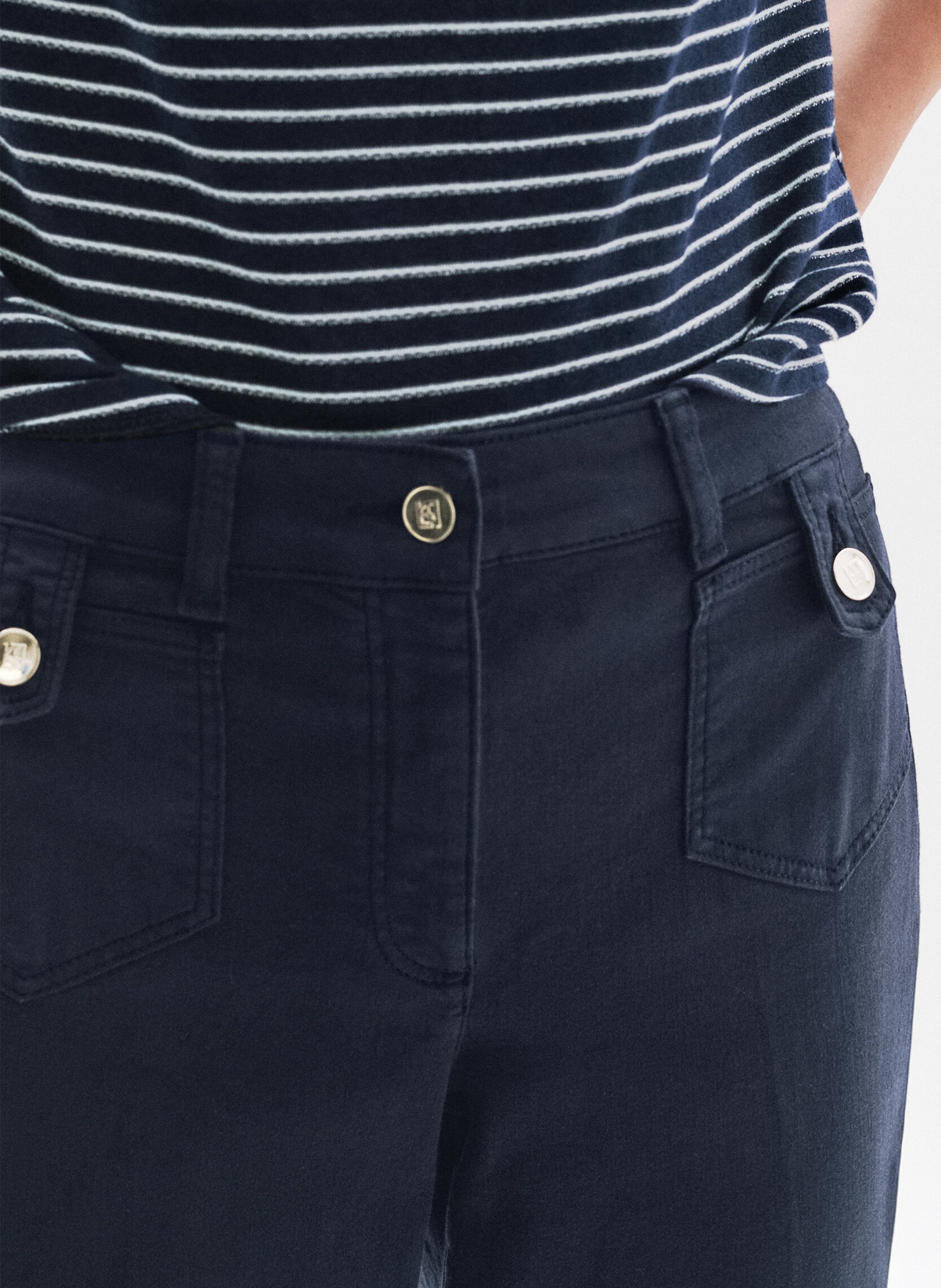 Wide leg solid color pants with pockets CAROLL Blue