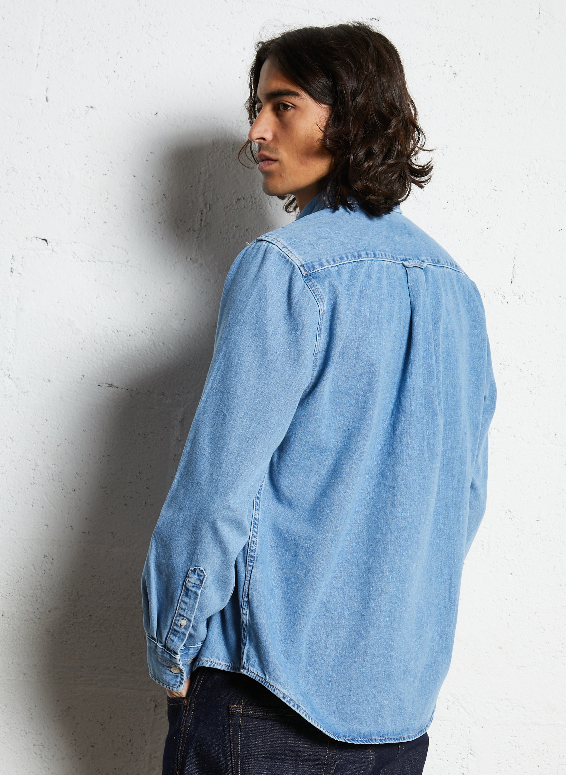 Straight denim shirt with pocket GANT Blue