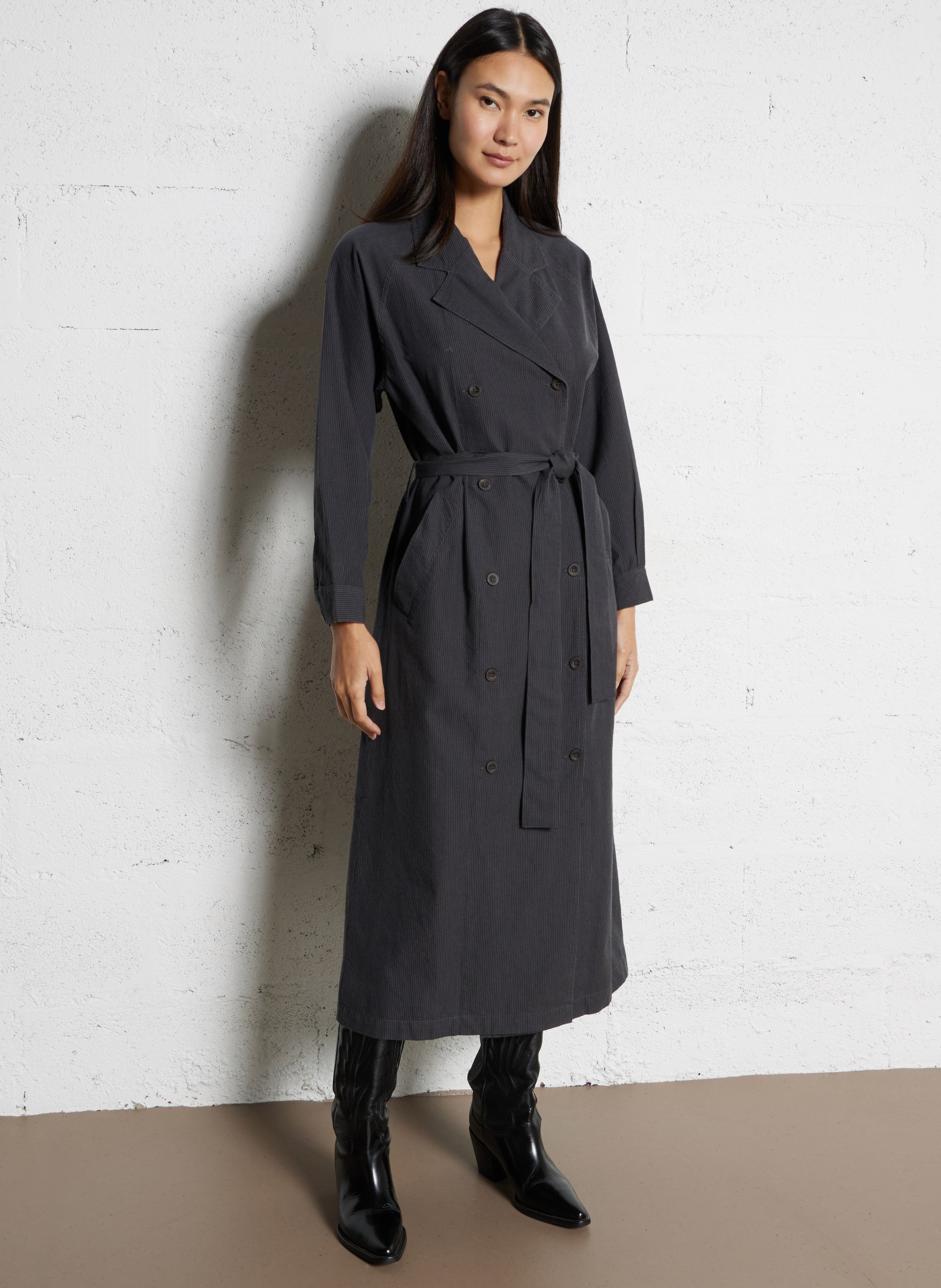 Lange rechte jurk van biologisch katoen LEON & HARPER Zwart