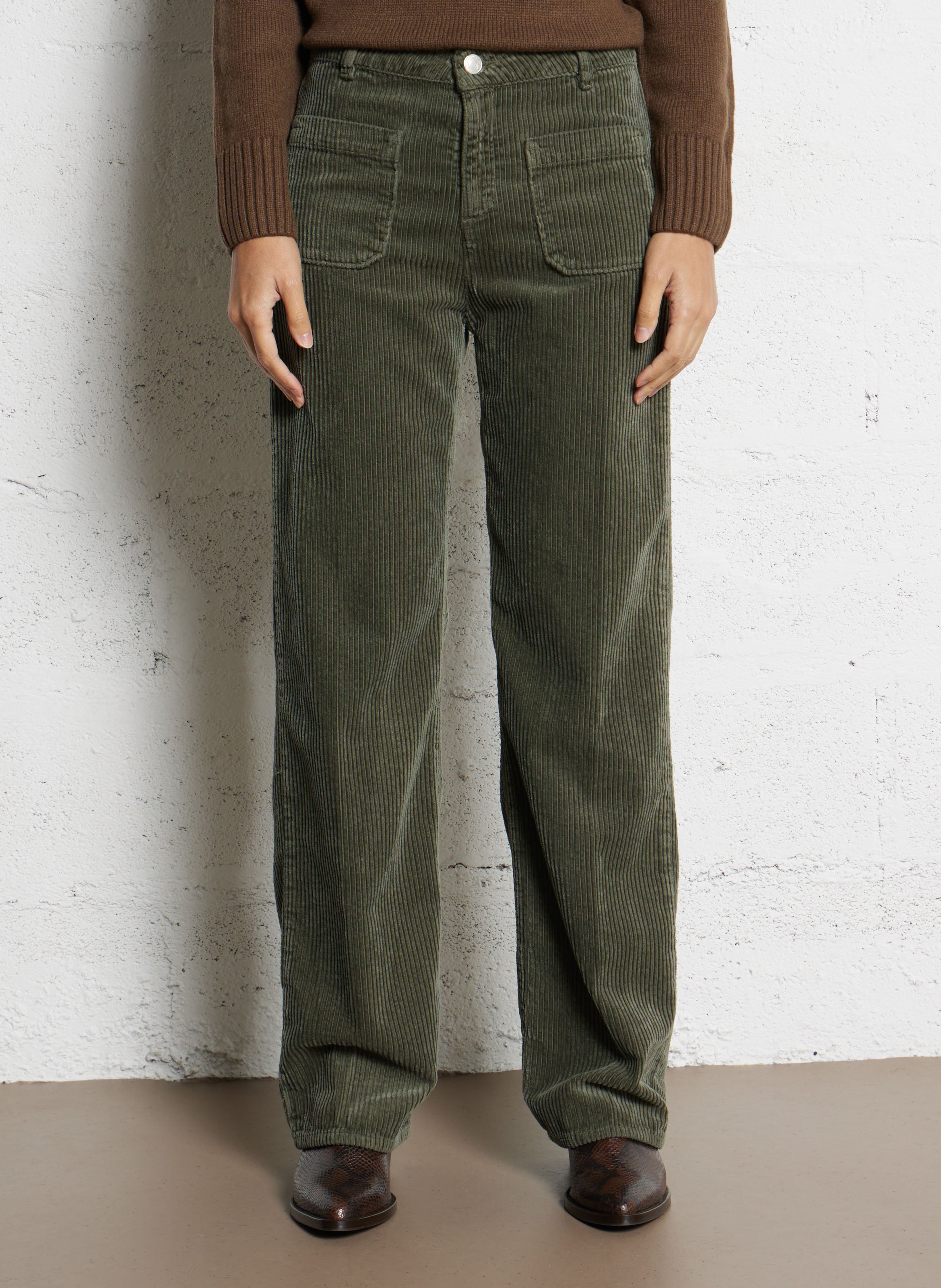 Ribbroek met wijd uitlopende pijpen ACQUAVERDE