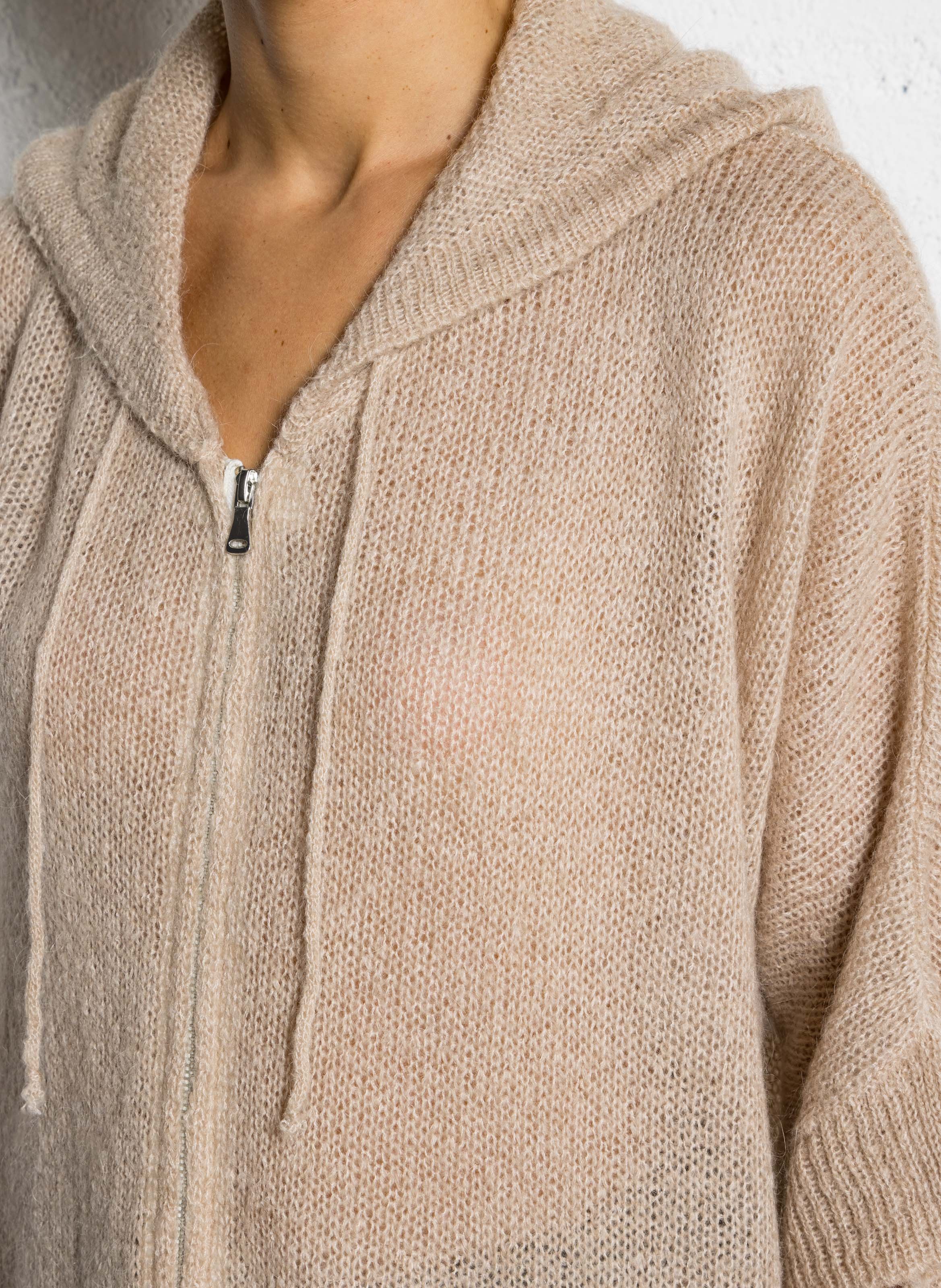 Weites Kapuzencape Beige