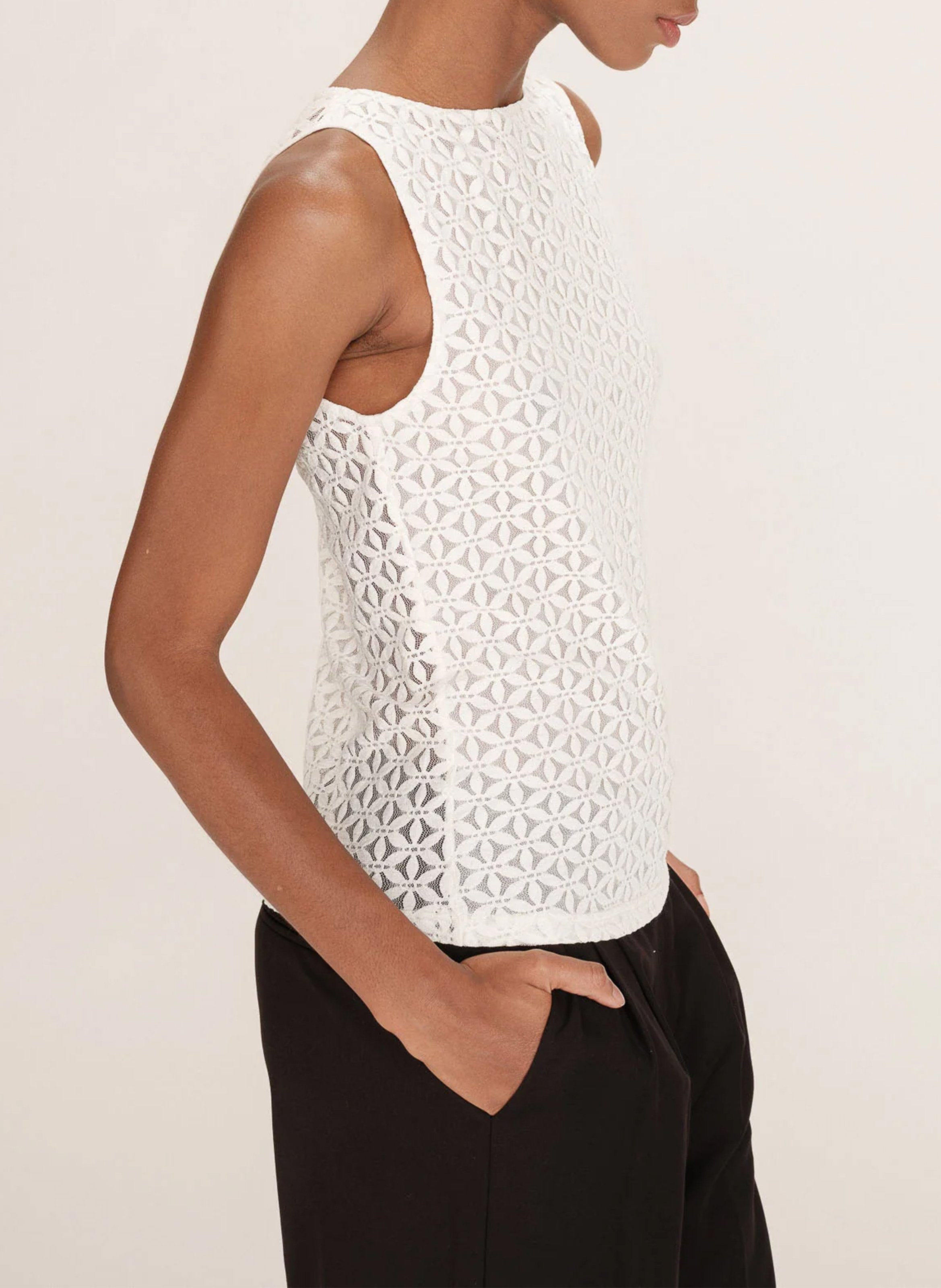 Boat-neck lace top GRACE ET MILA White