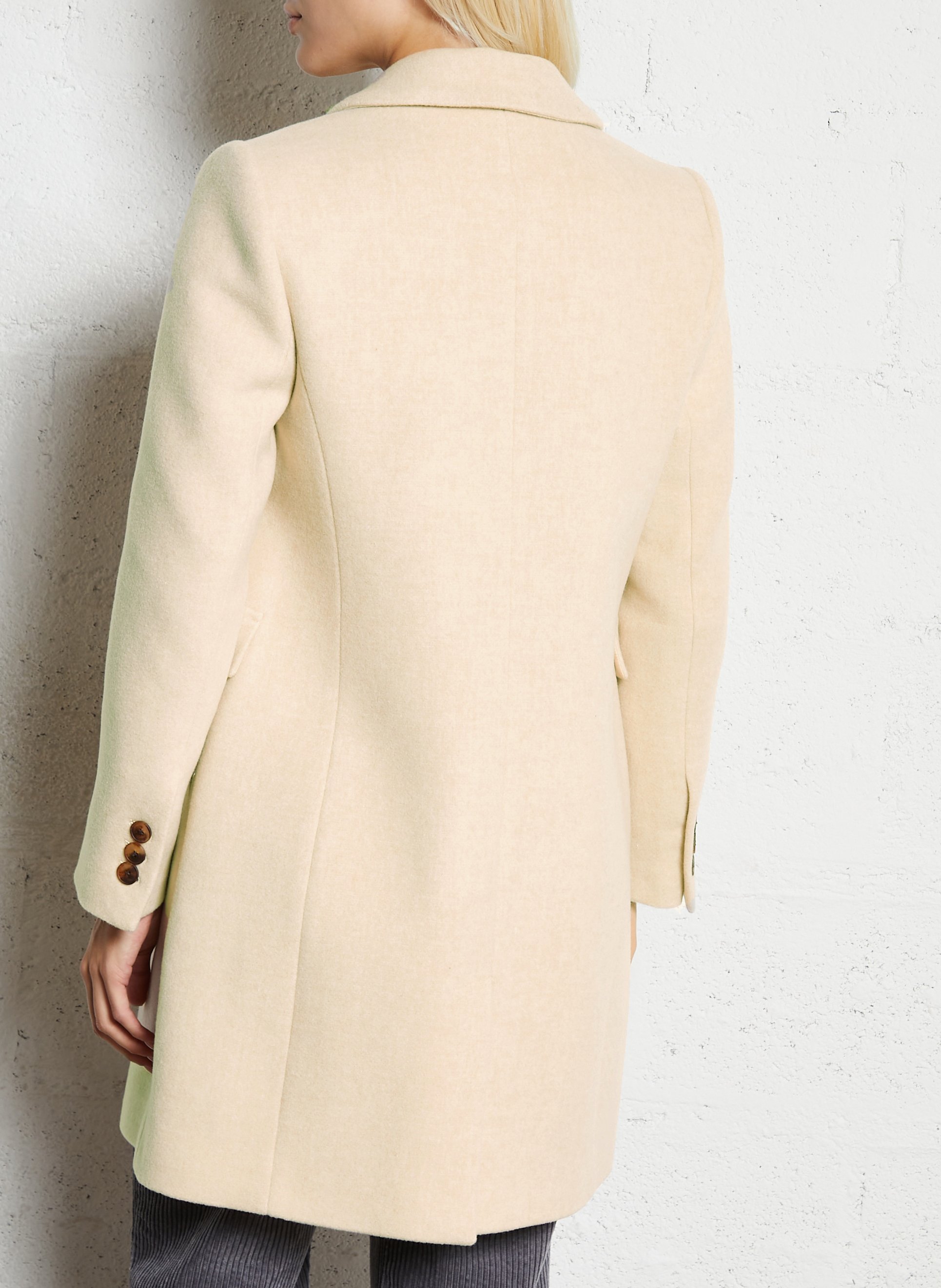 Mid-length buttoned coat in blended wool MAISON 123 White