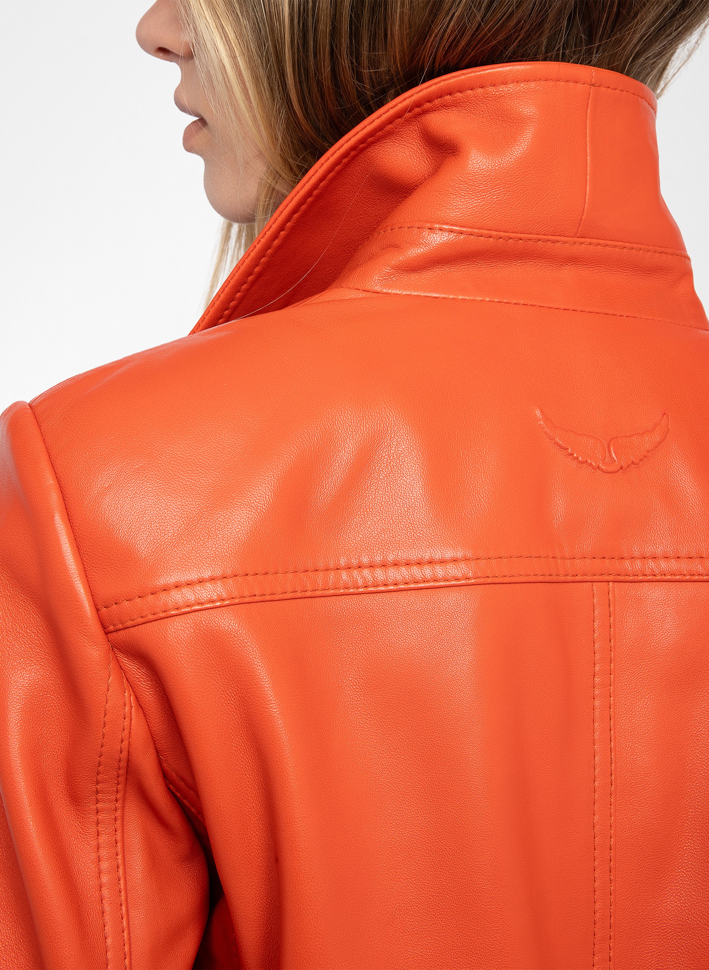 Blouson droit en cuir  ZADIG&VOLTAIRE Orange