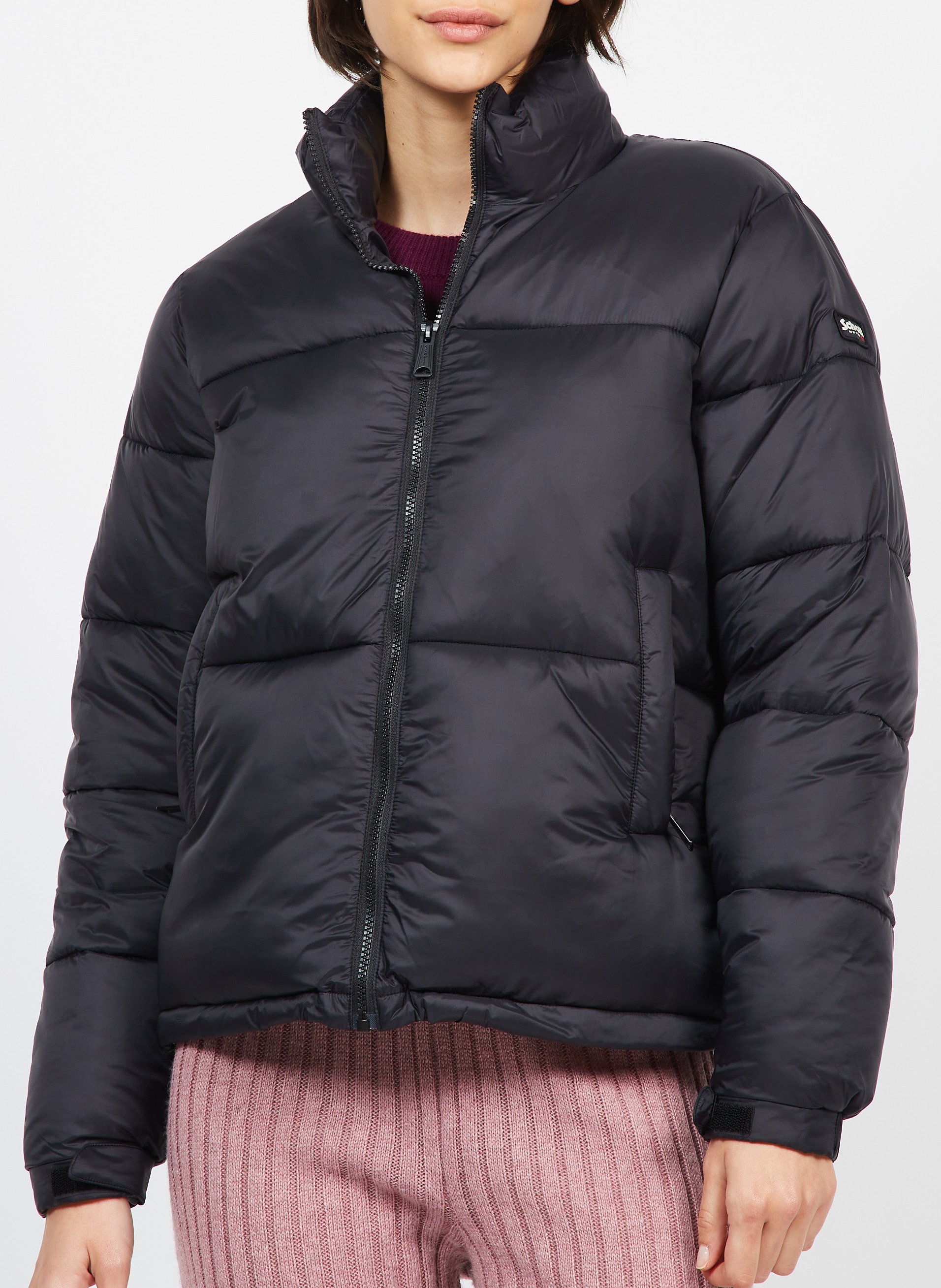 Doudoune droite col montant SCHOTT Noir