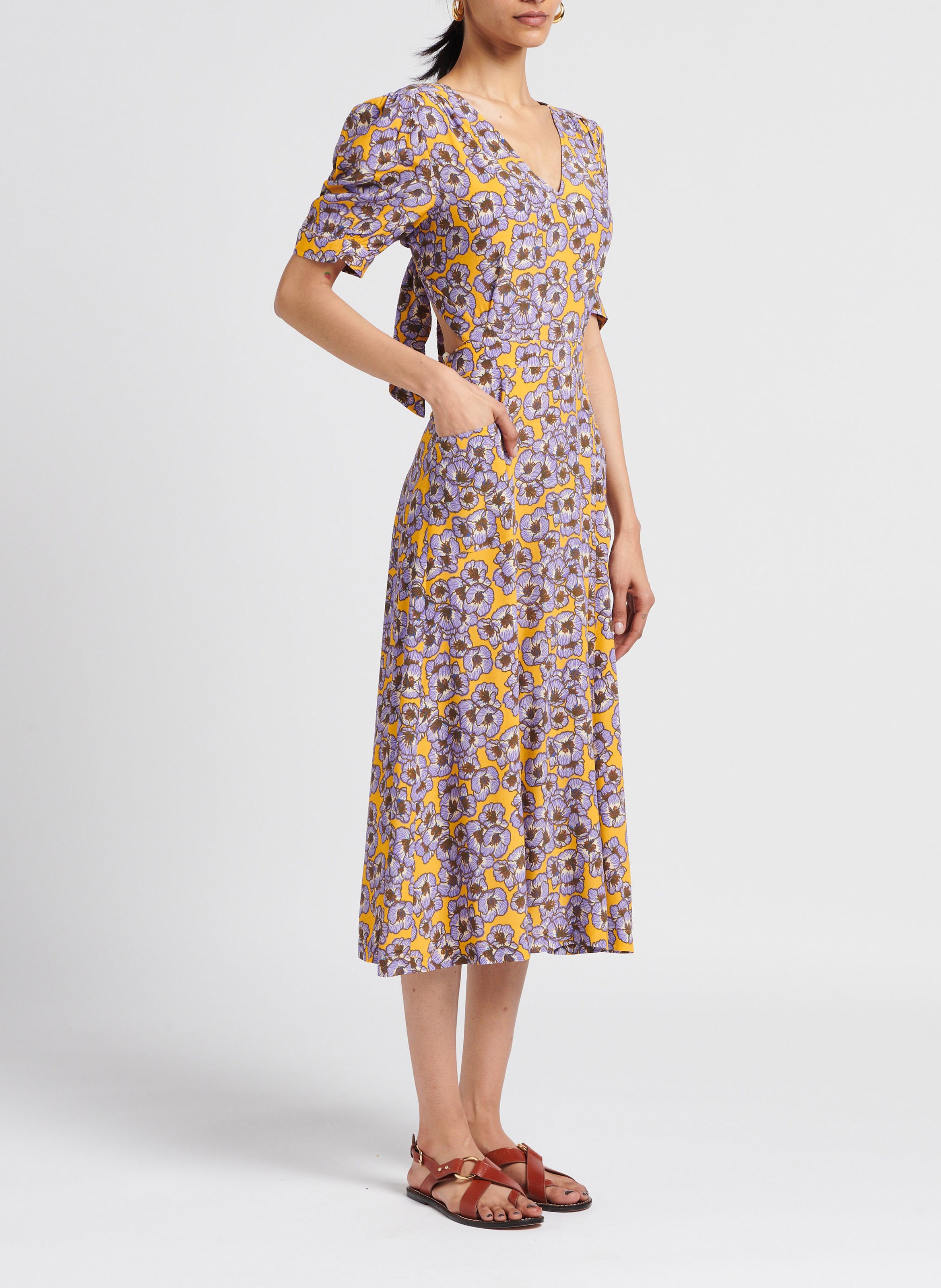 V-neck cotton-blend midi dress LA PETITE FRANCAISE Multicolored