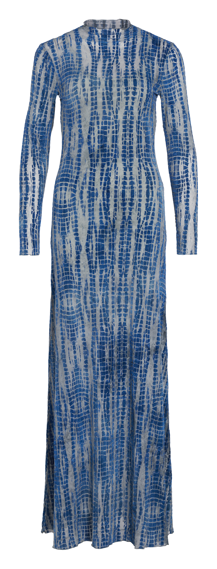 Lange jurk met hoge kraag en print ROUGE EDIT Blauw