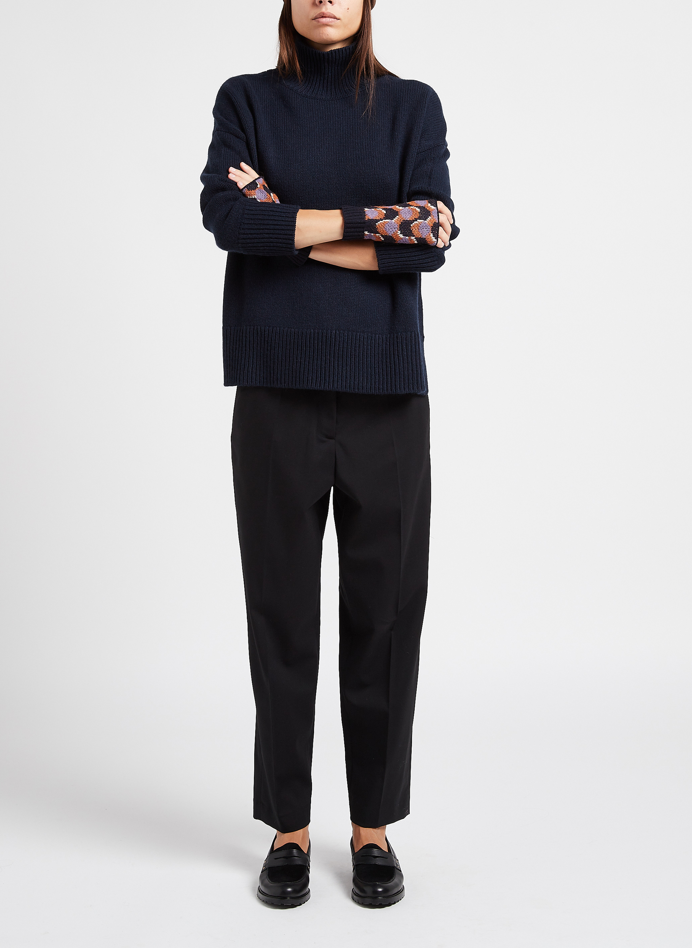 Loose-fit high-neck cashmere sweater KUJTEN Blue